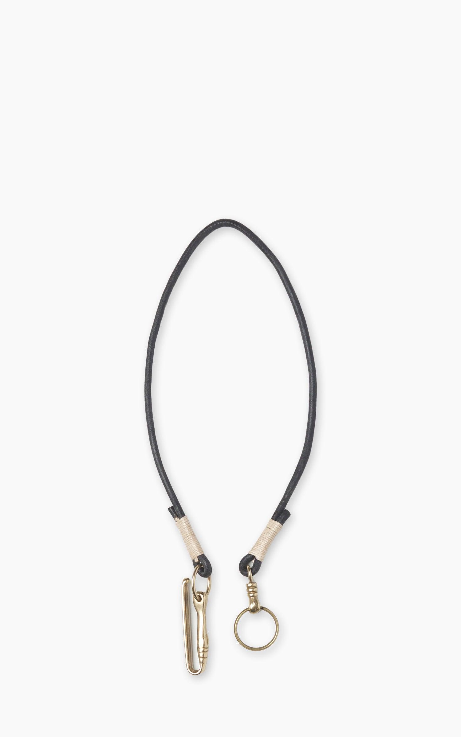 Hand-Sewn Leather Wallet Chain Black