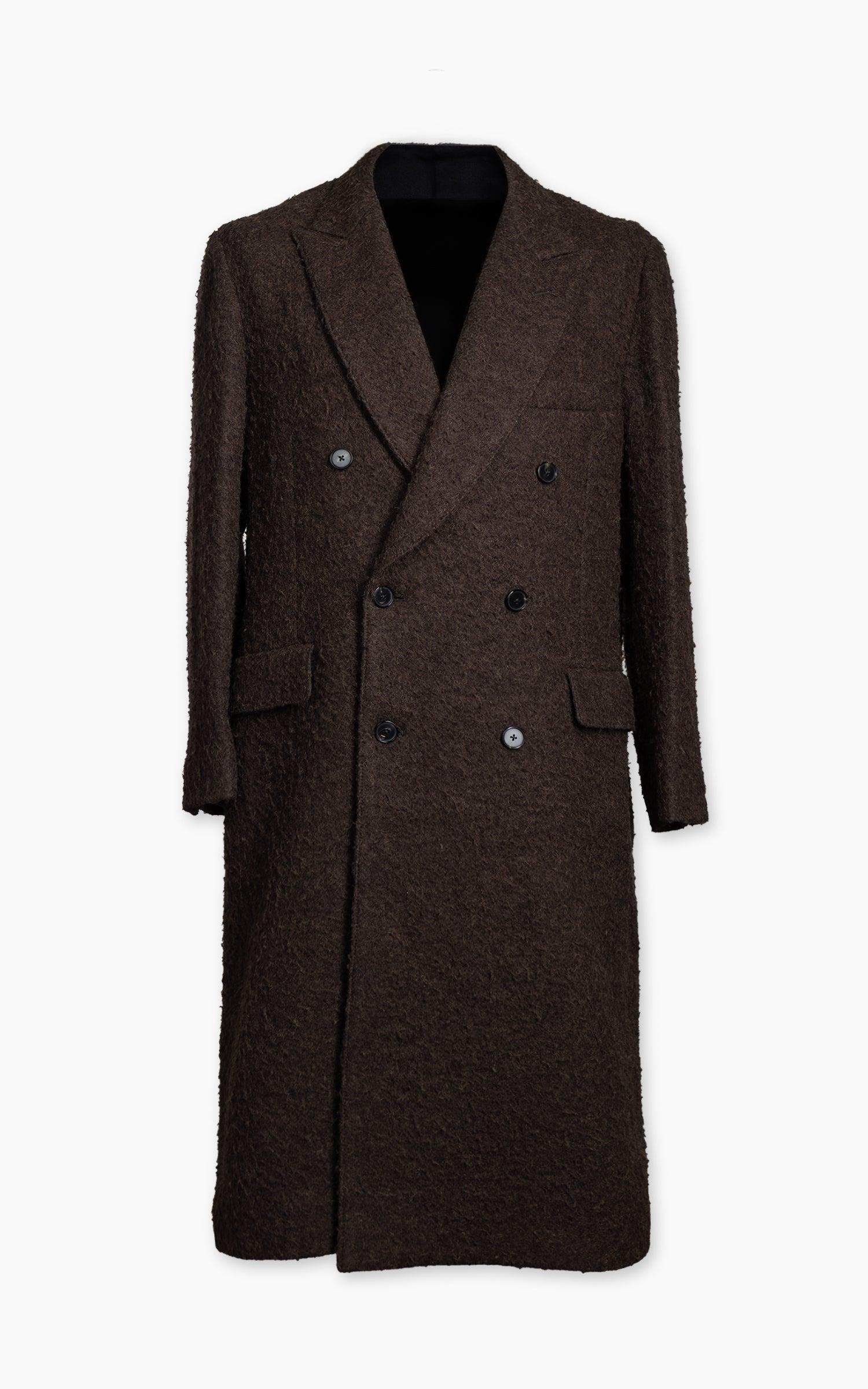 Double-Breasted Coat Napping Wool Cloth Top Brown