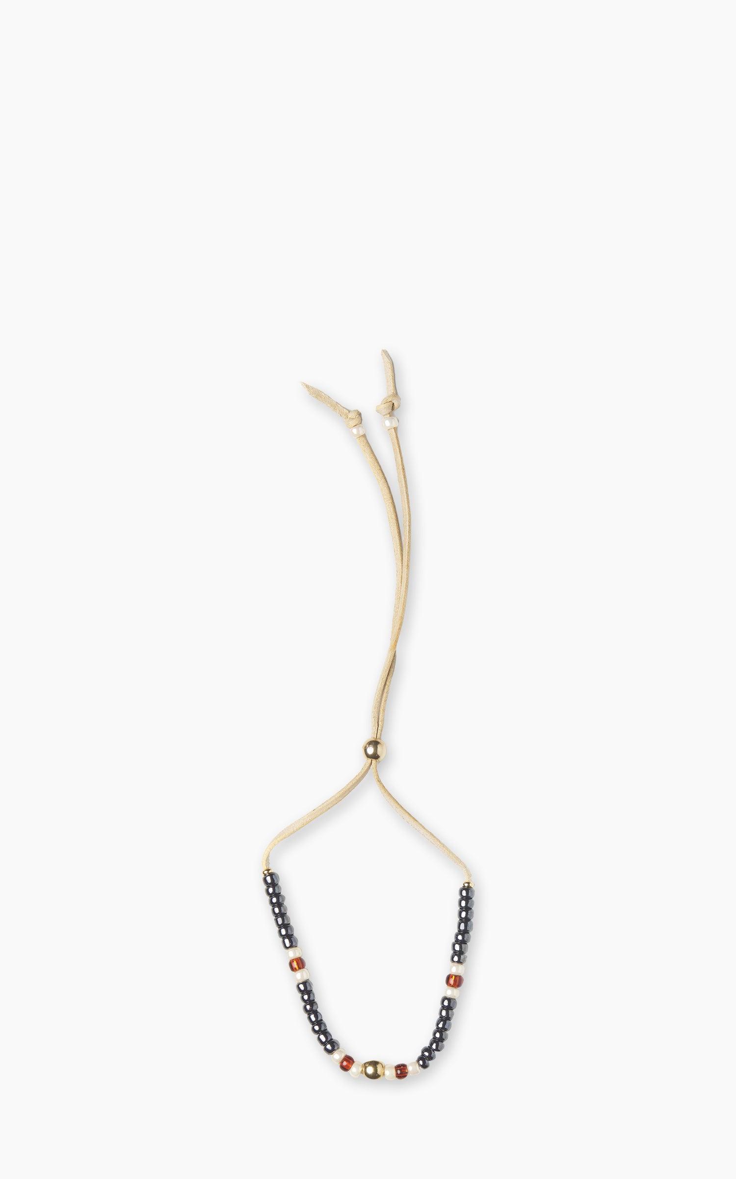 BRL5011 Traditional Beads Bracelet Gunmetal Blue/Off-White/Orange