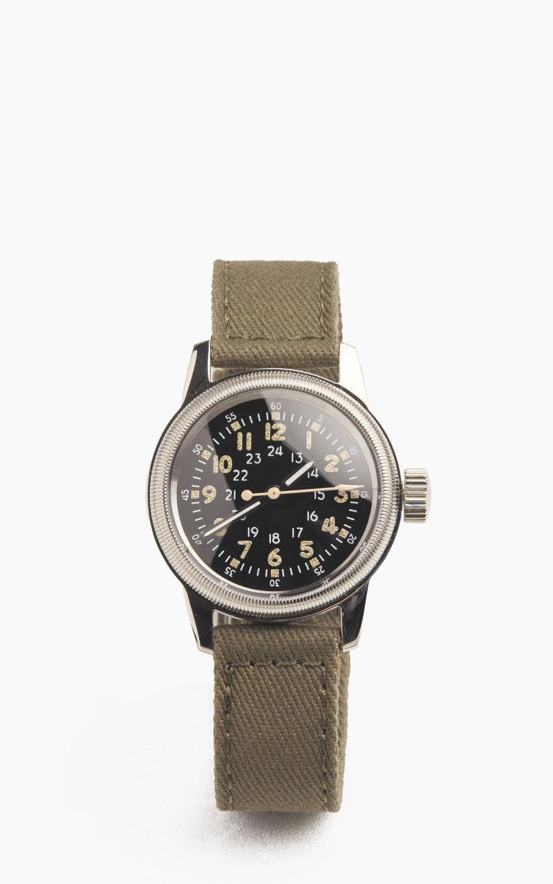 A-17 Vintage Military Watch Green Cotton Strap