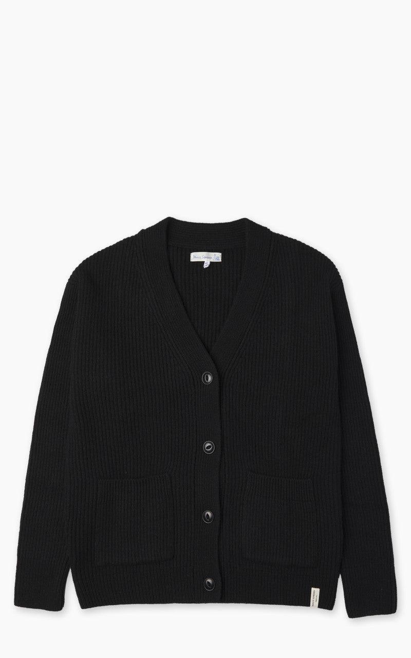 LOCG02 Merino Wool-Cashmere Cardigan Deep Black