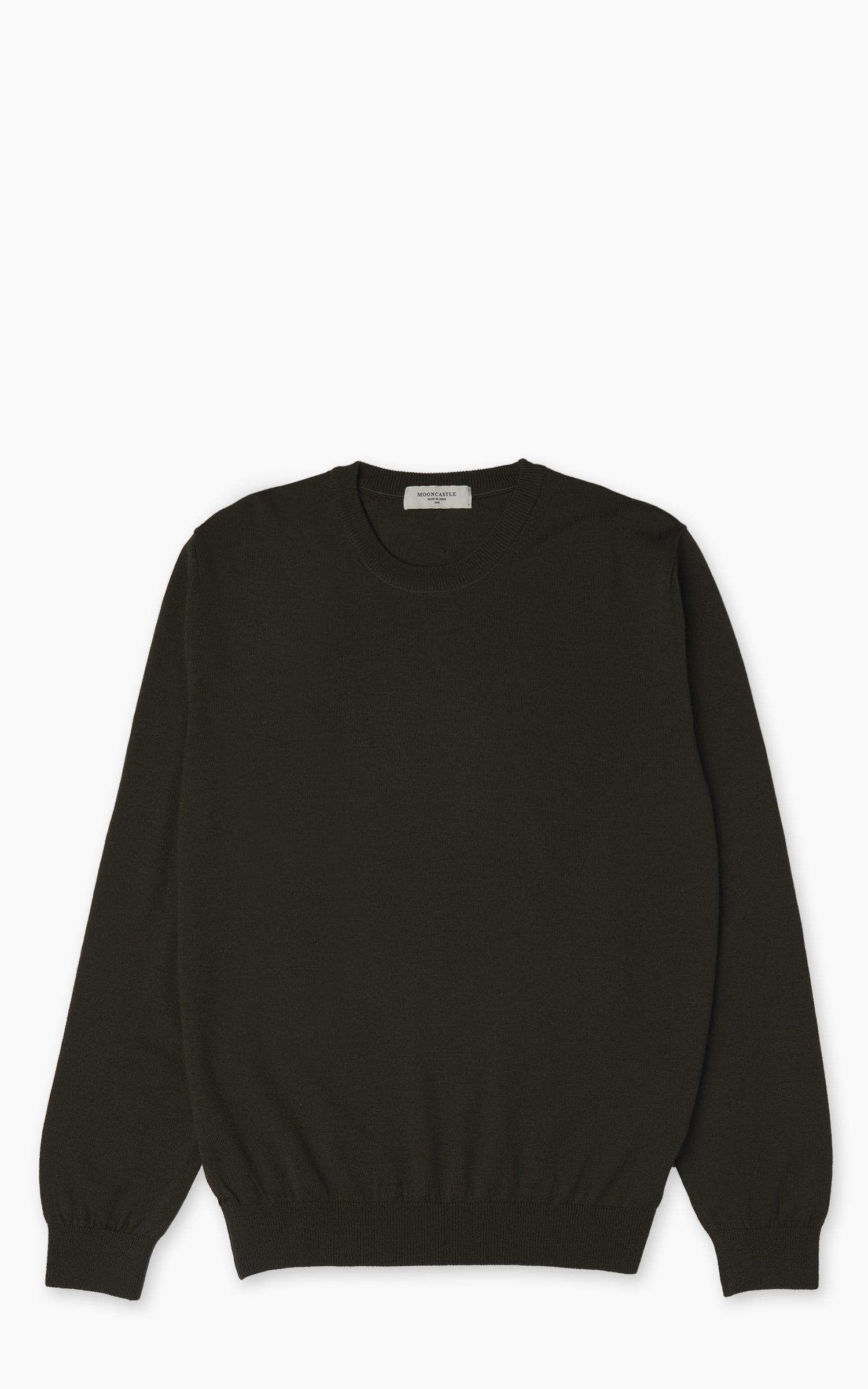 WO2 12G Lightweight Merino Wool Crewneck Dark Olive
