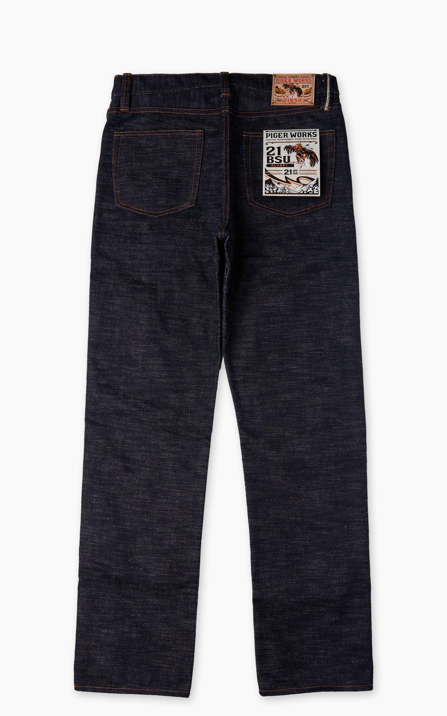 21BSU Slubby Unsanforized Broken Twill Heavyweight Jeans 21oz