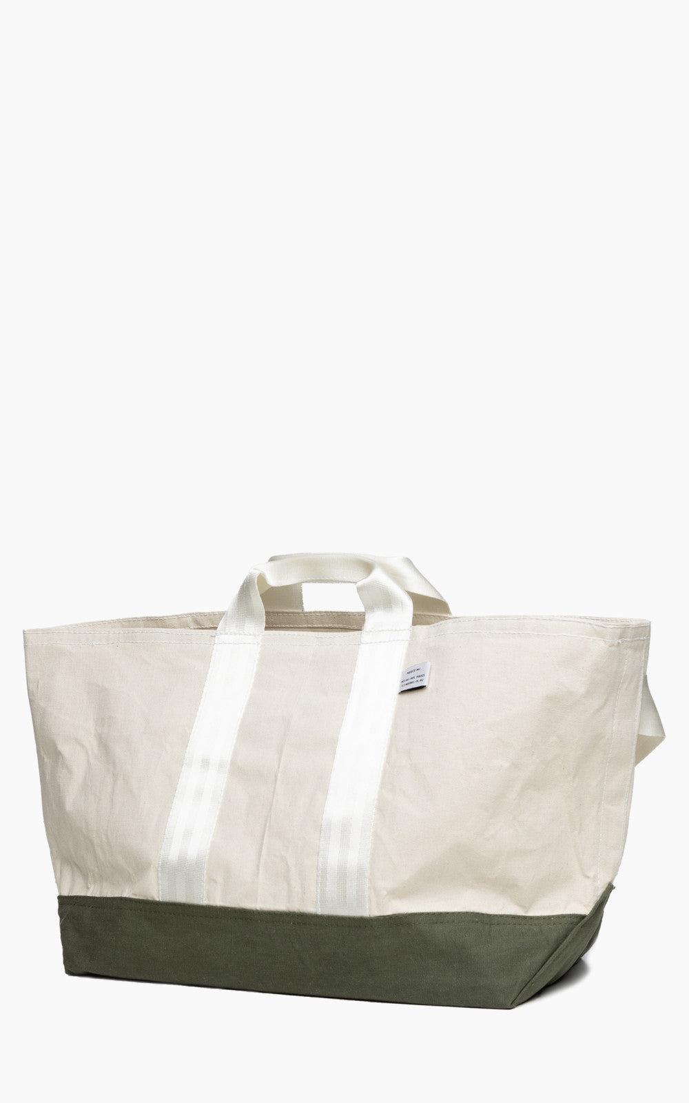 Laminated Cotton Large Bag Natural/Green