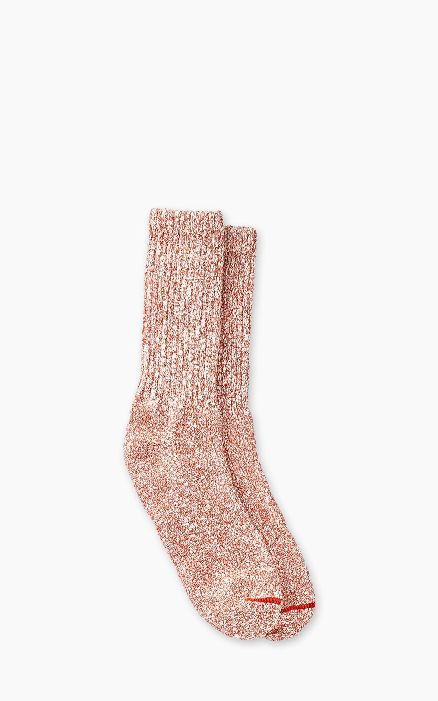 Cotton Ragg Crew Socks Rust/White