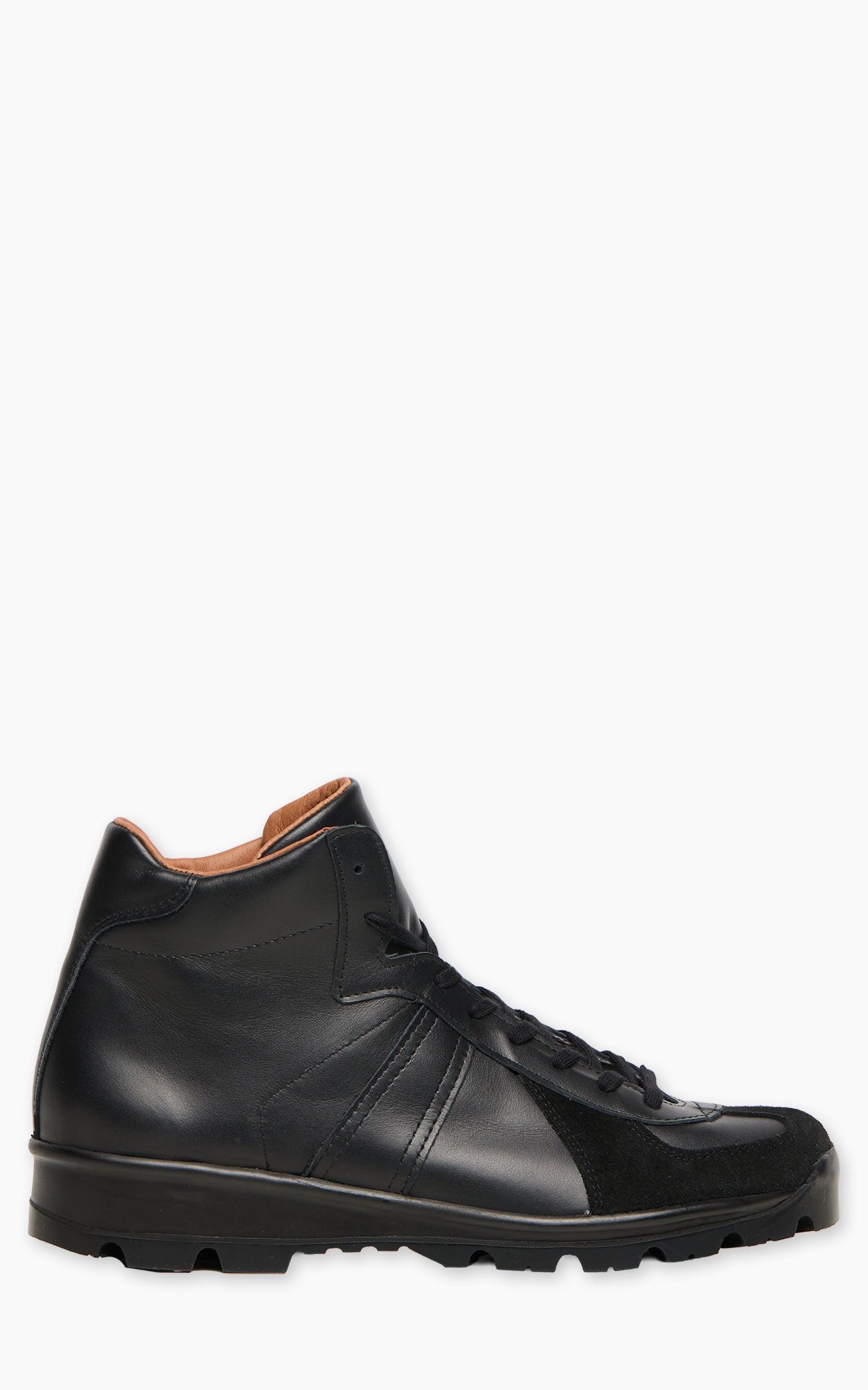 1762L German Military Trainer Mid Black Leather