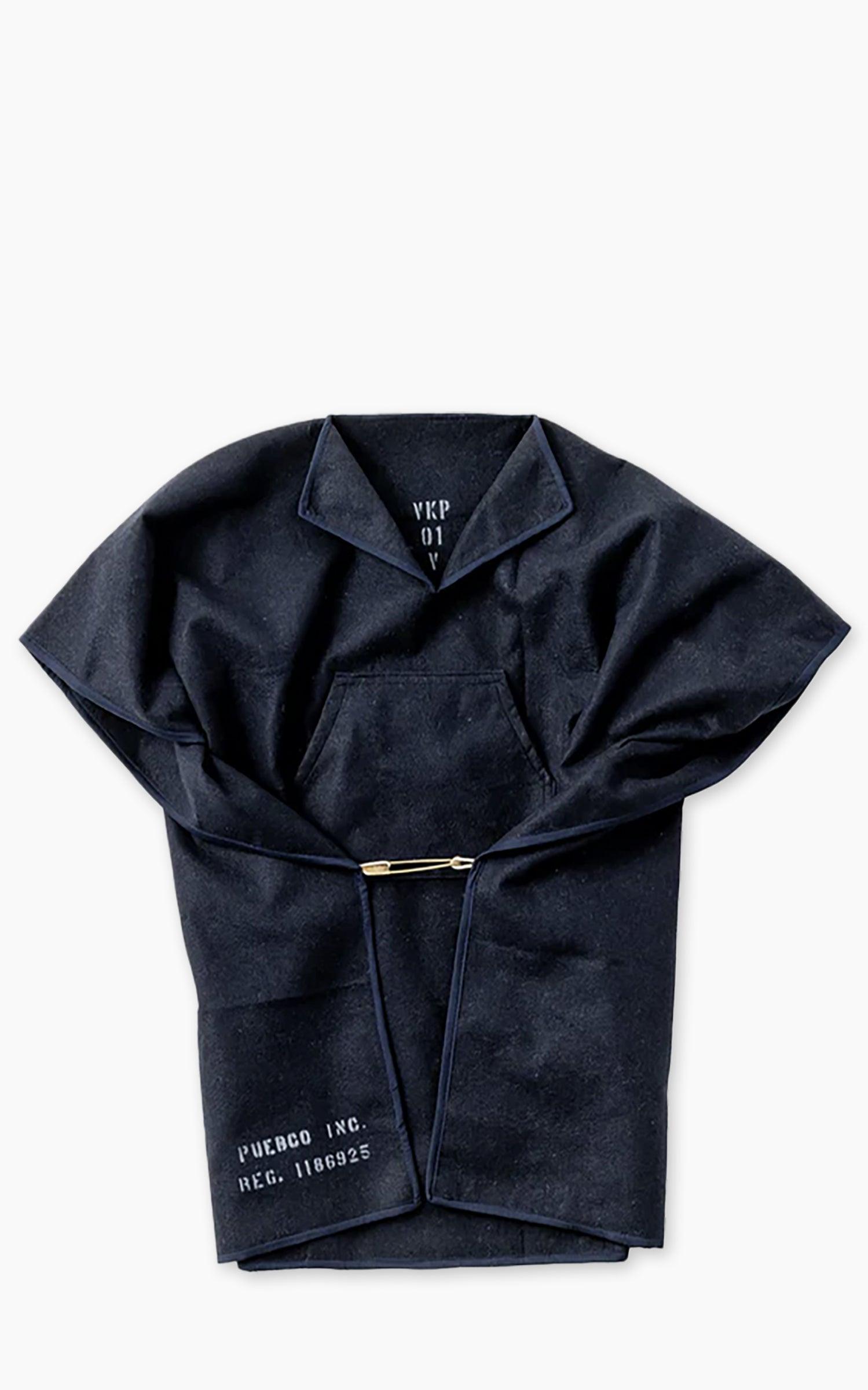 Felted Blanket Poncho Navy Blue