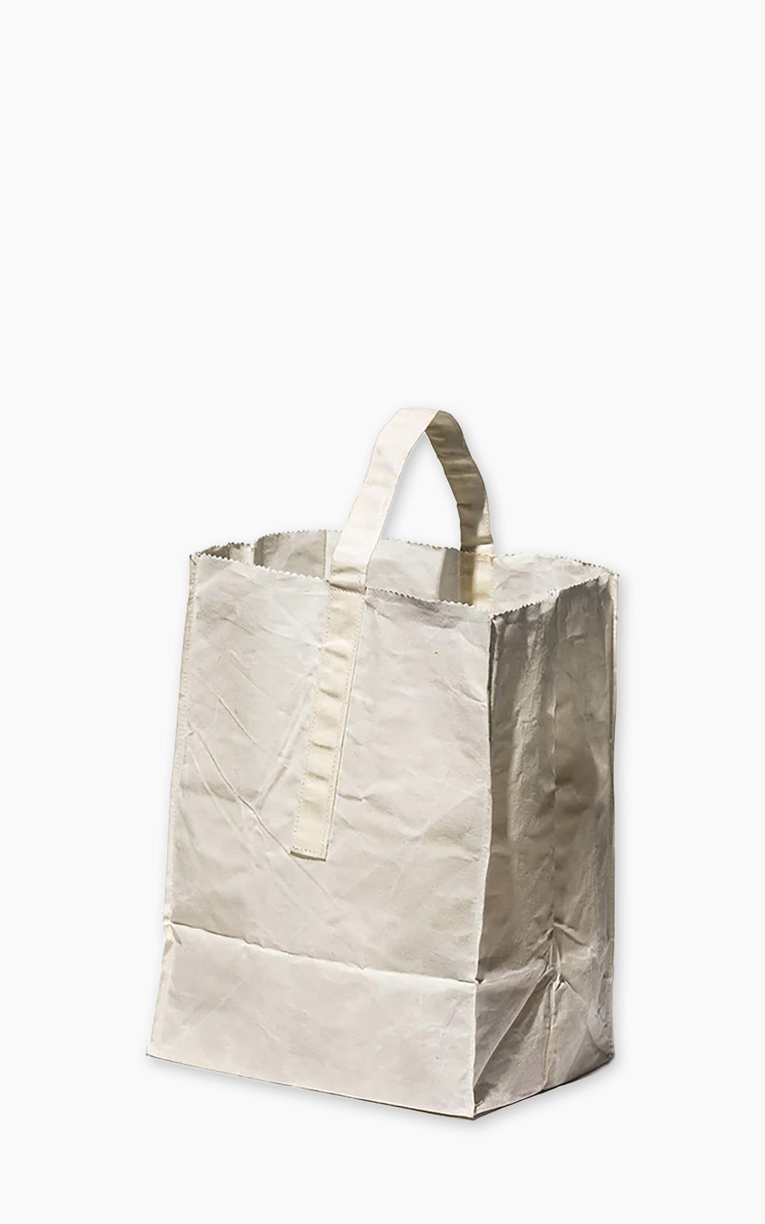 Grocery Bag With Handle Waxed Cotton Large White
