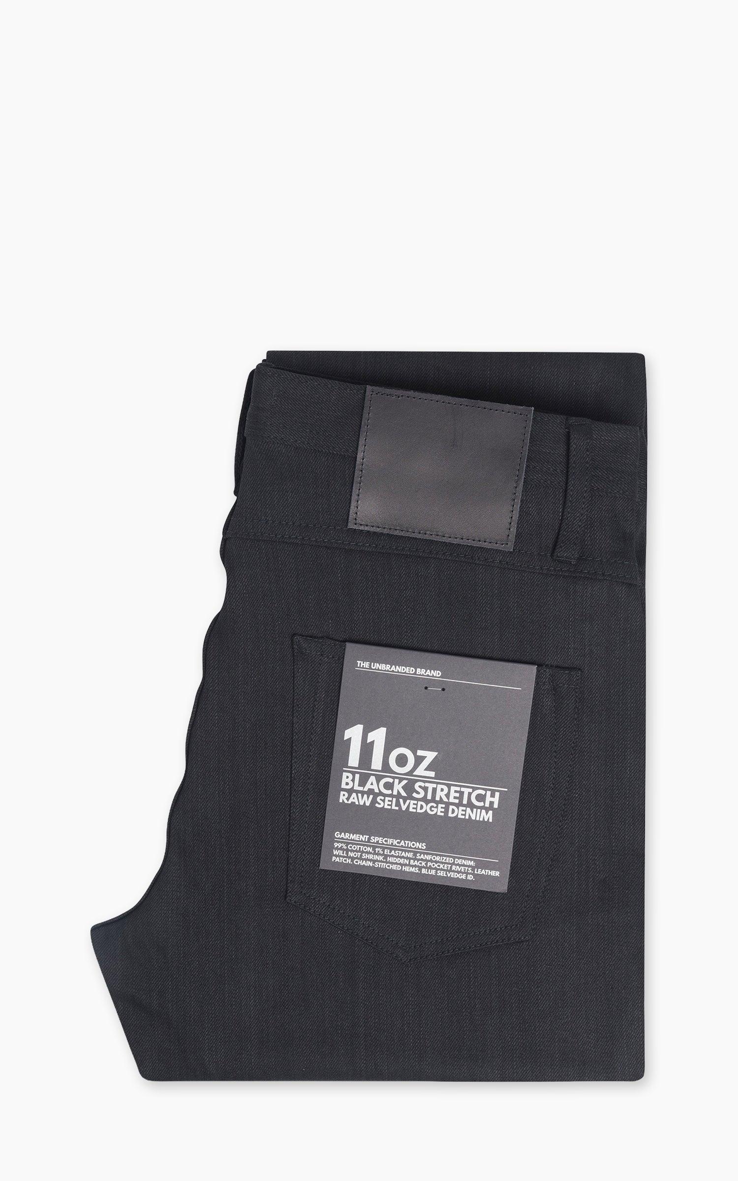 UB344 Straight Fit Solid Black Stretch Selvedge Denim 11oz
