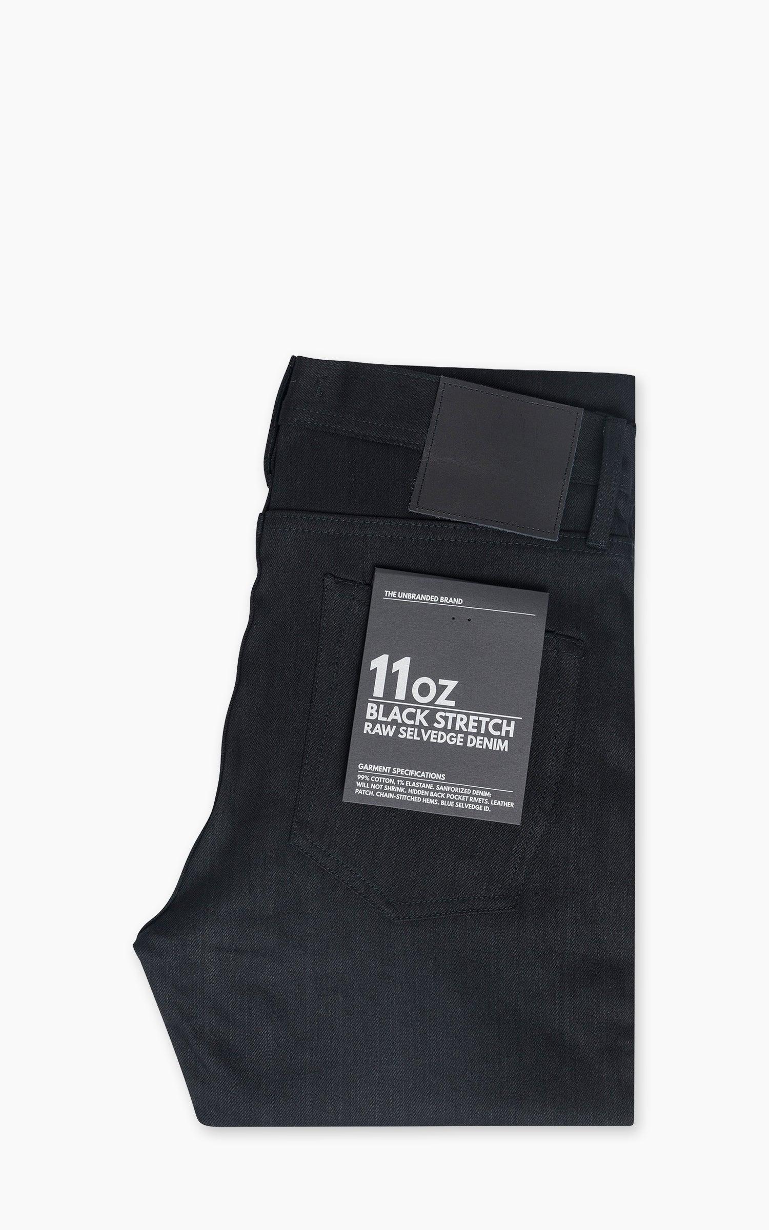 UB444 Tight Fit Solid Black Stretch Selvedge Denim 11oz
