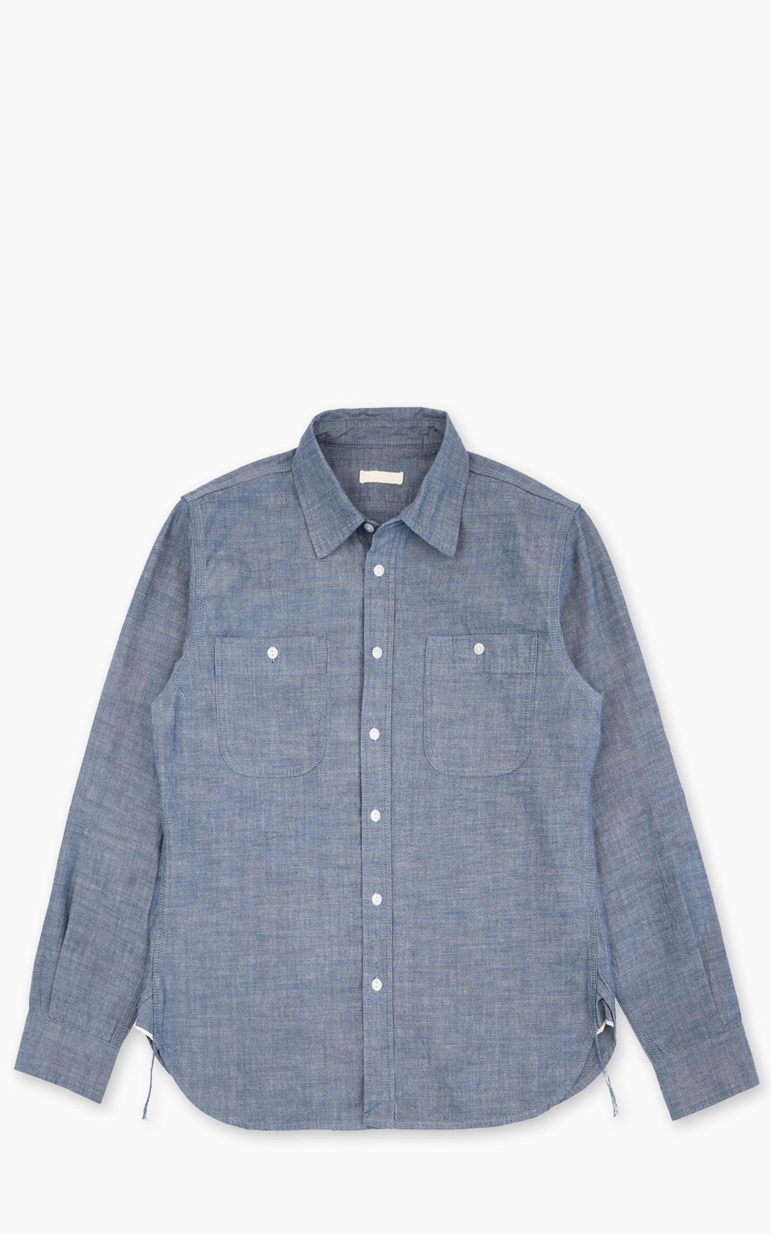 UBS435 Work Shirt Selvedge Chambray Blue 8.2oz