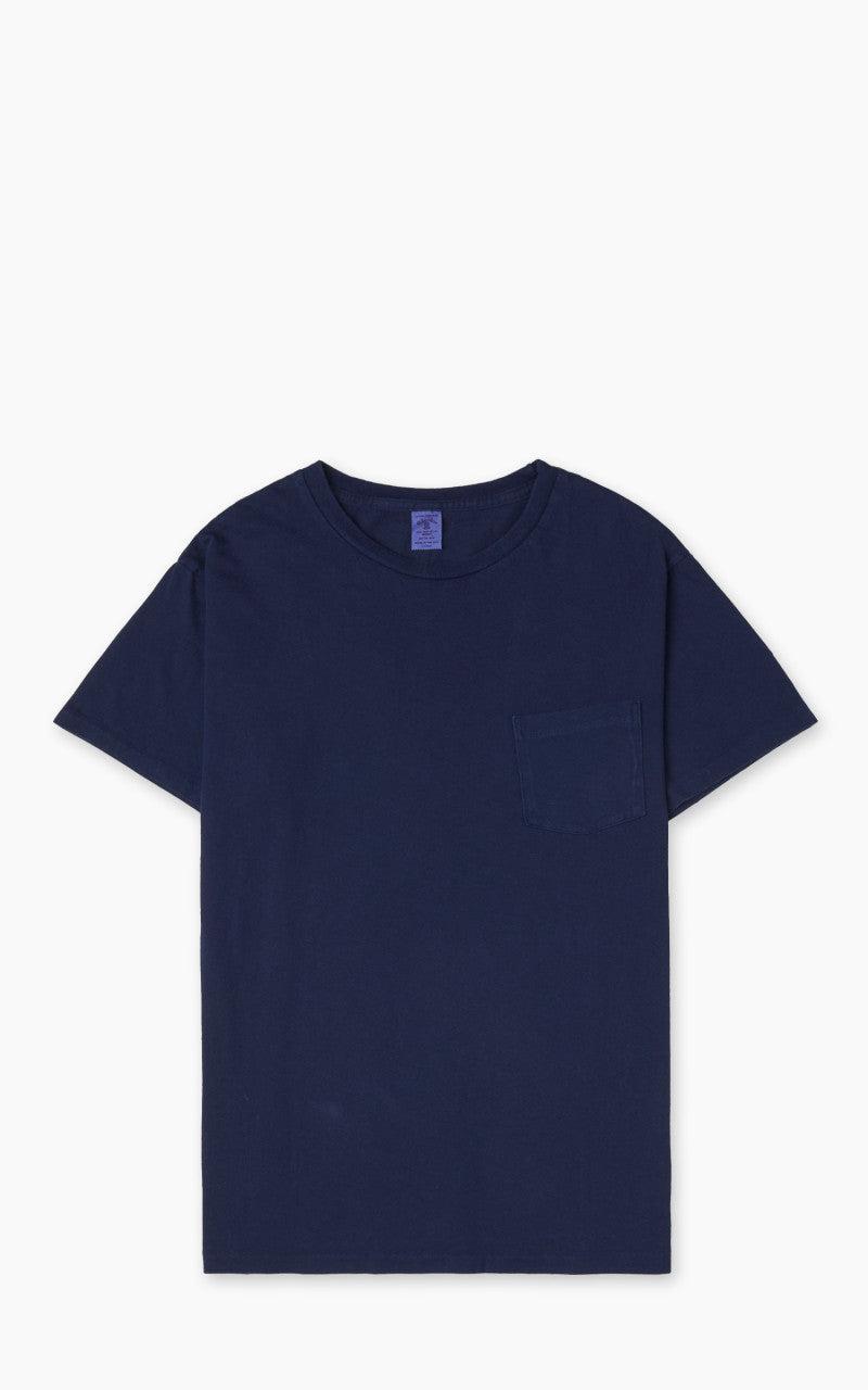 Crew Neck Pocket Tee Blue Indigo Dyed