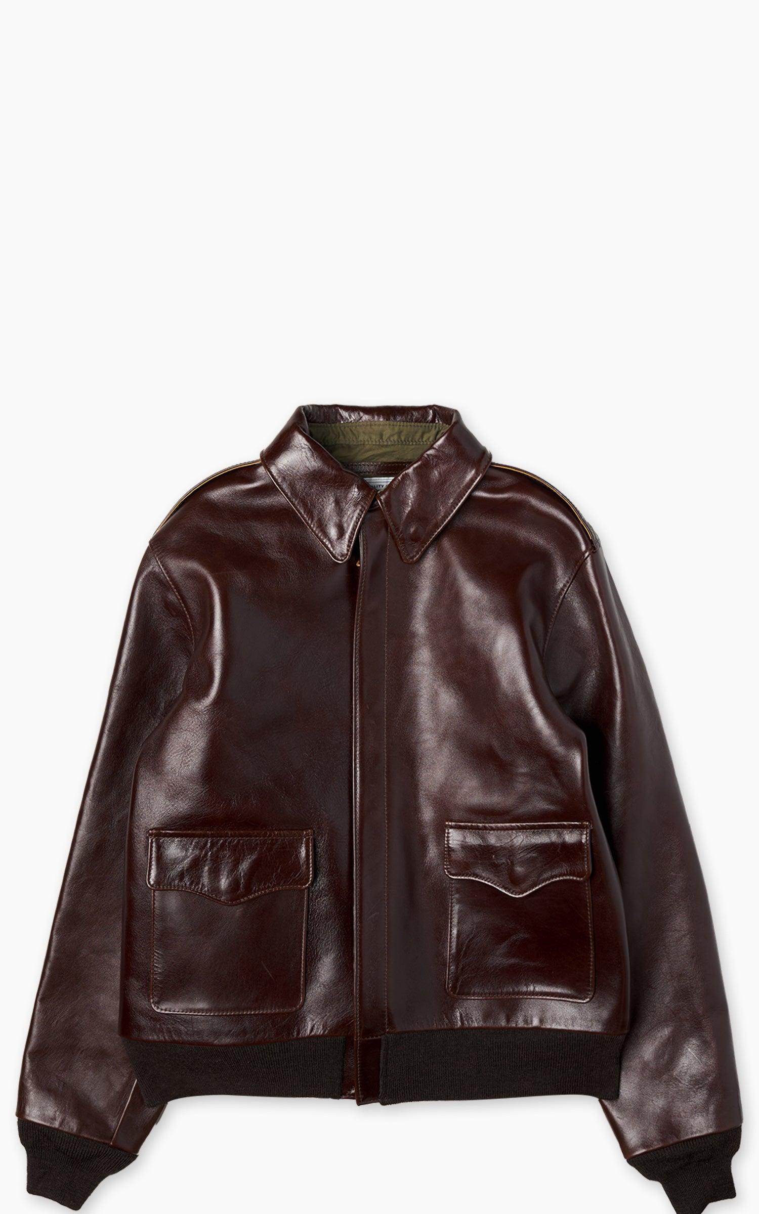 A-2 Type Pull Up Leather Jacket Brown