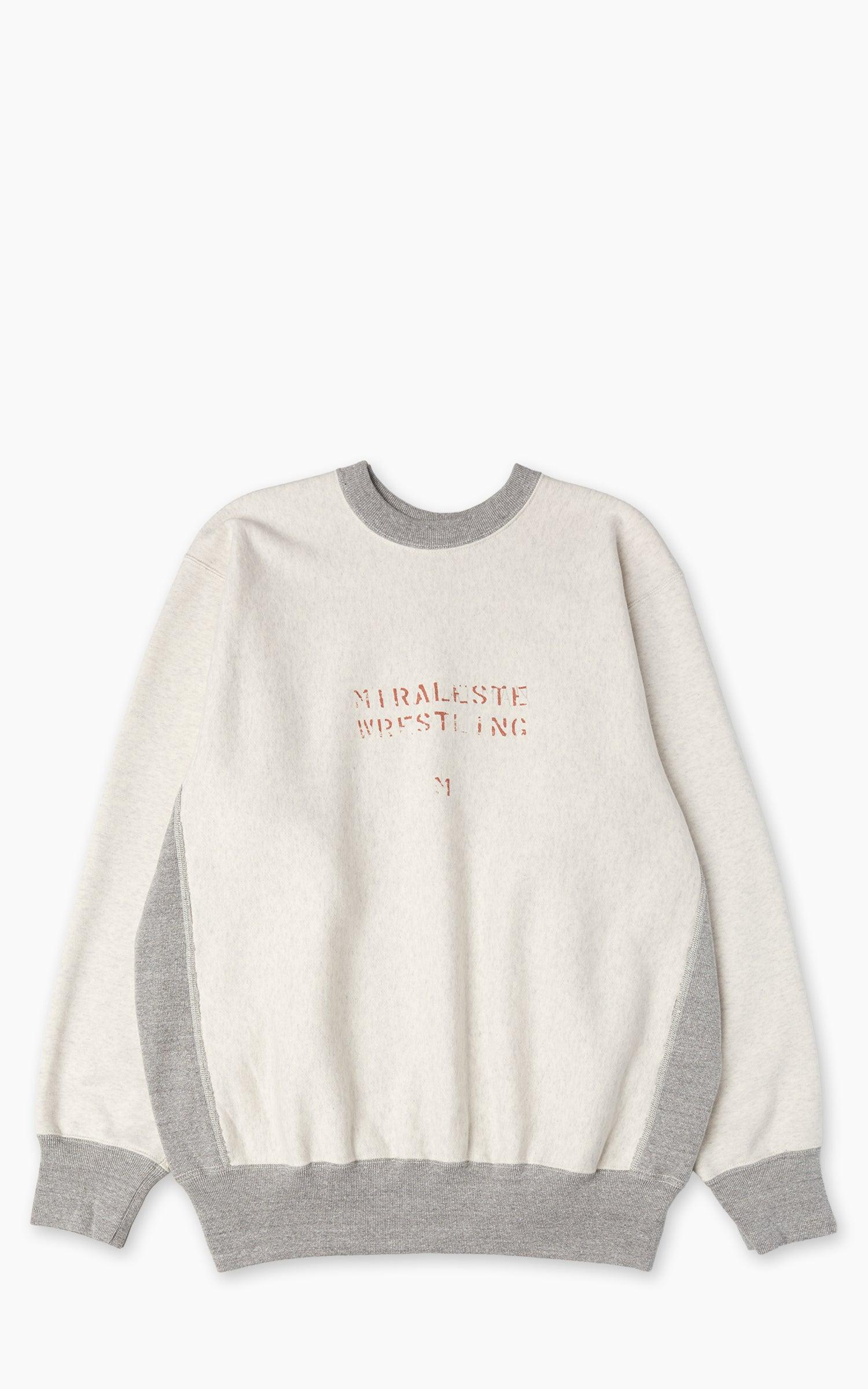 Heavyweight Cross Grain Side Rib Two-Tone Printed Sweatshirt Ecru