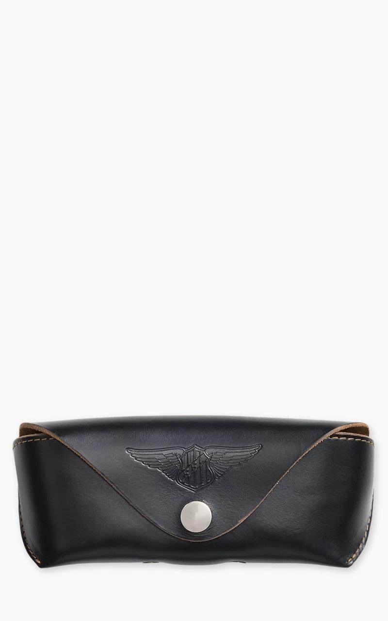 Leather Eyeglass Case Black Over Brown