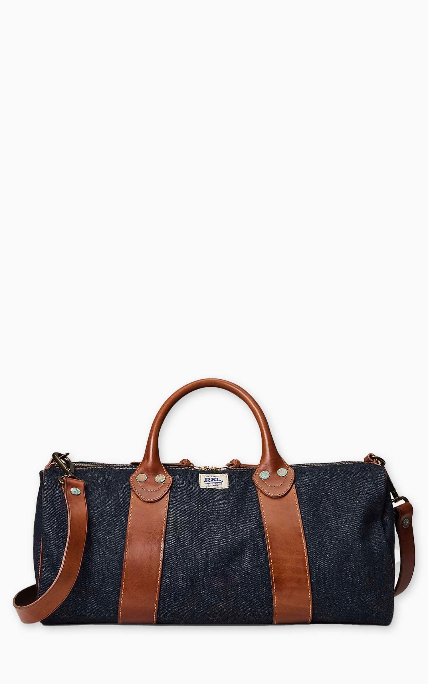 Leather-Trim Indigo Denim Duffel Indigo