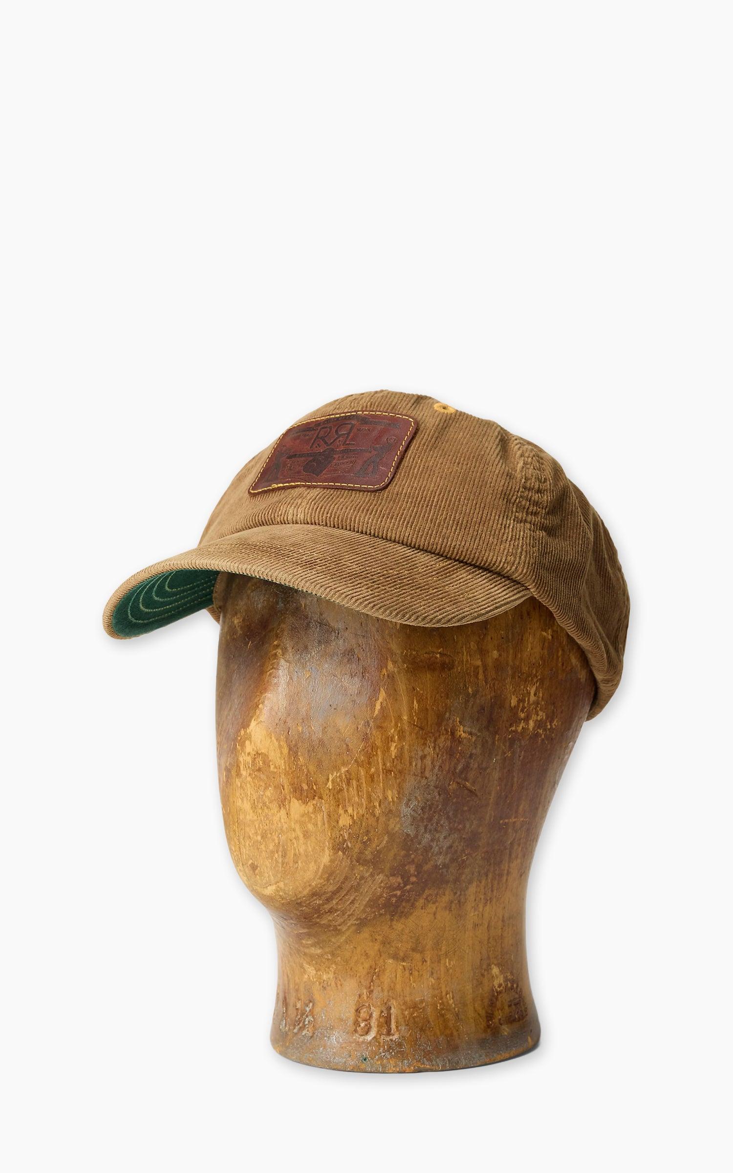 Leather-Patch Corduroy Trucker Cap Tan