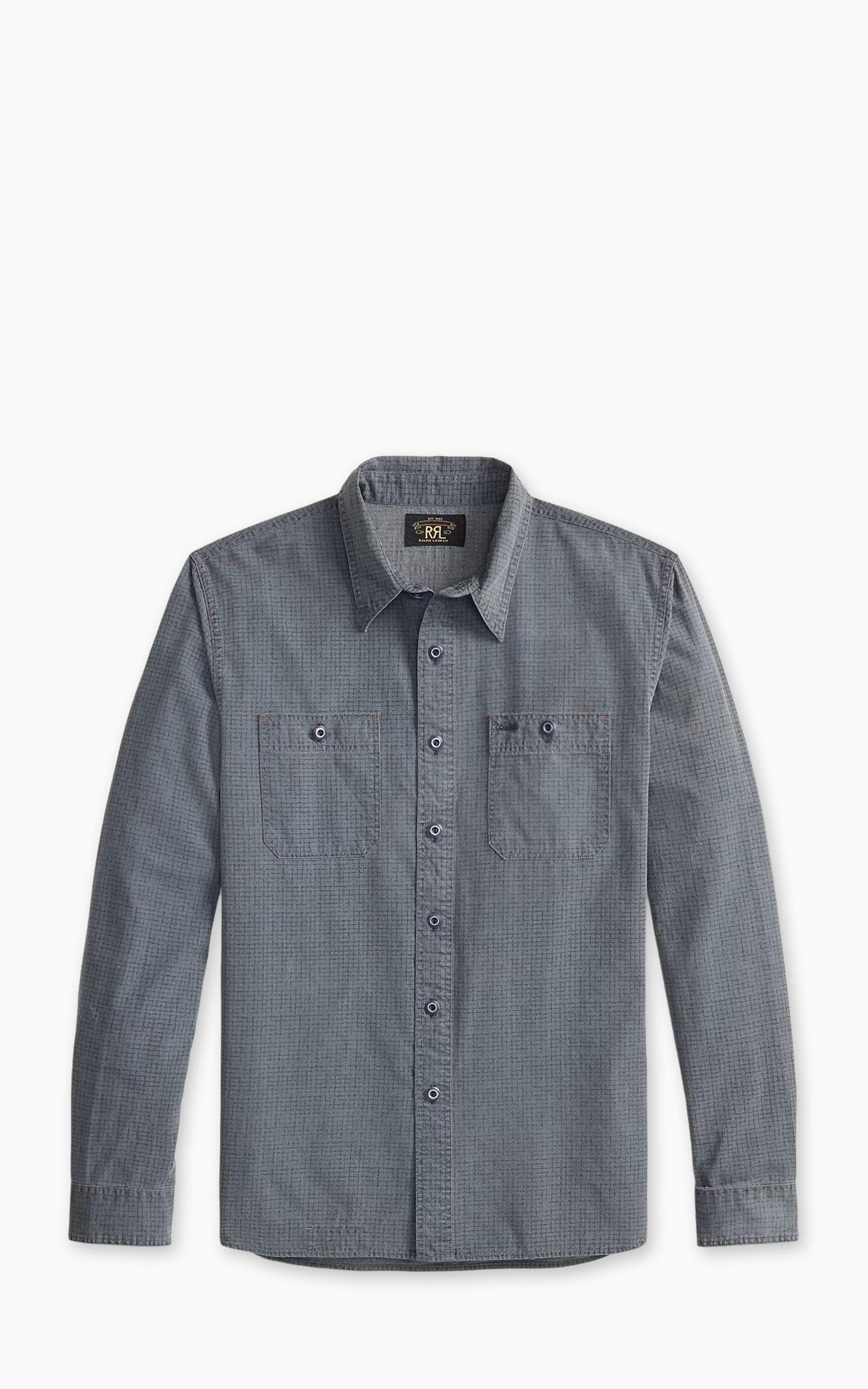 Check-Print Woven Workshirt Blue/Navy