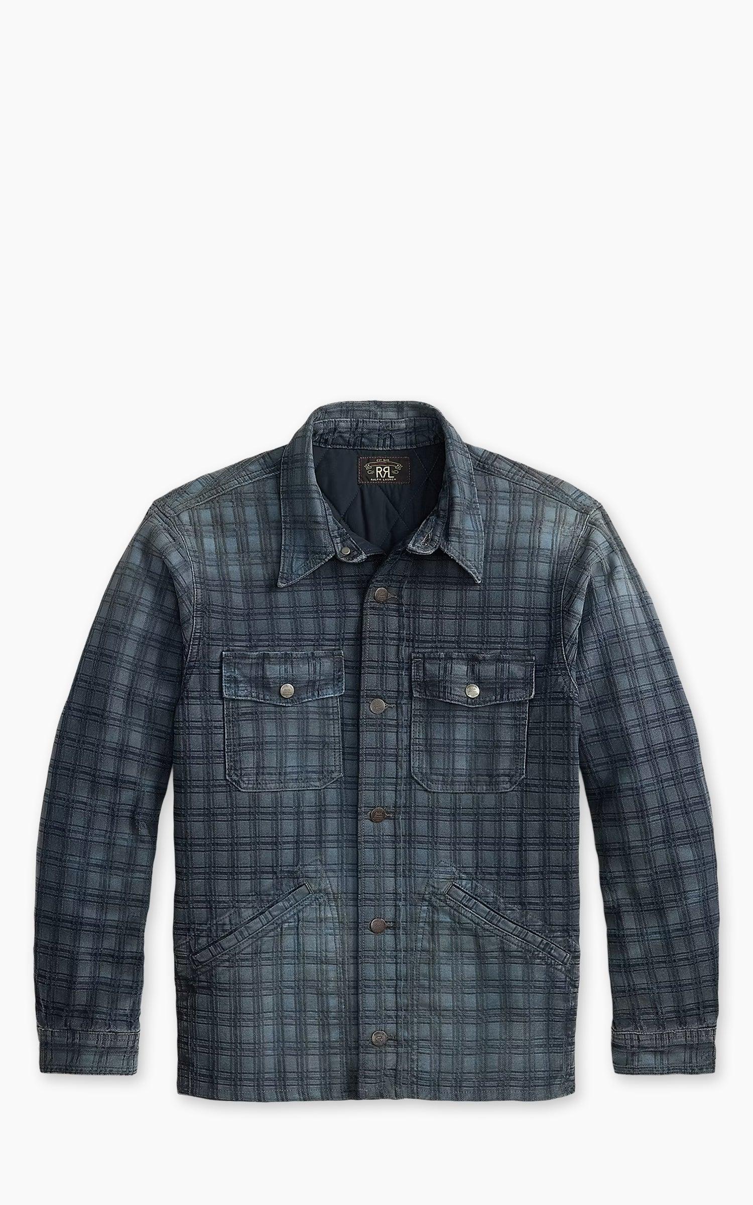 Indigo Plaid Jacquard Denim Jacket Holland Wash
