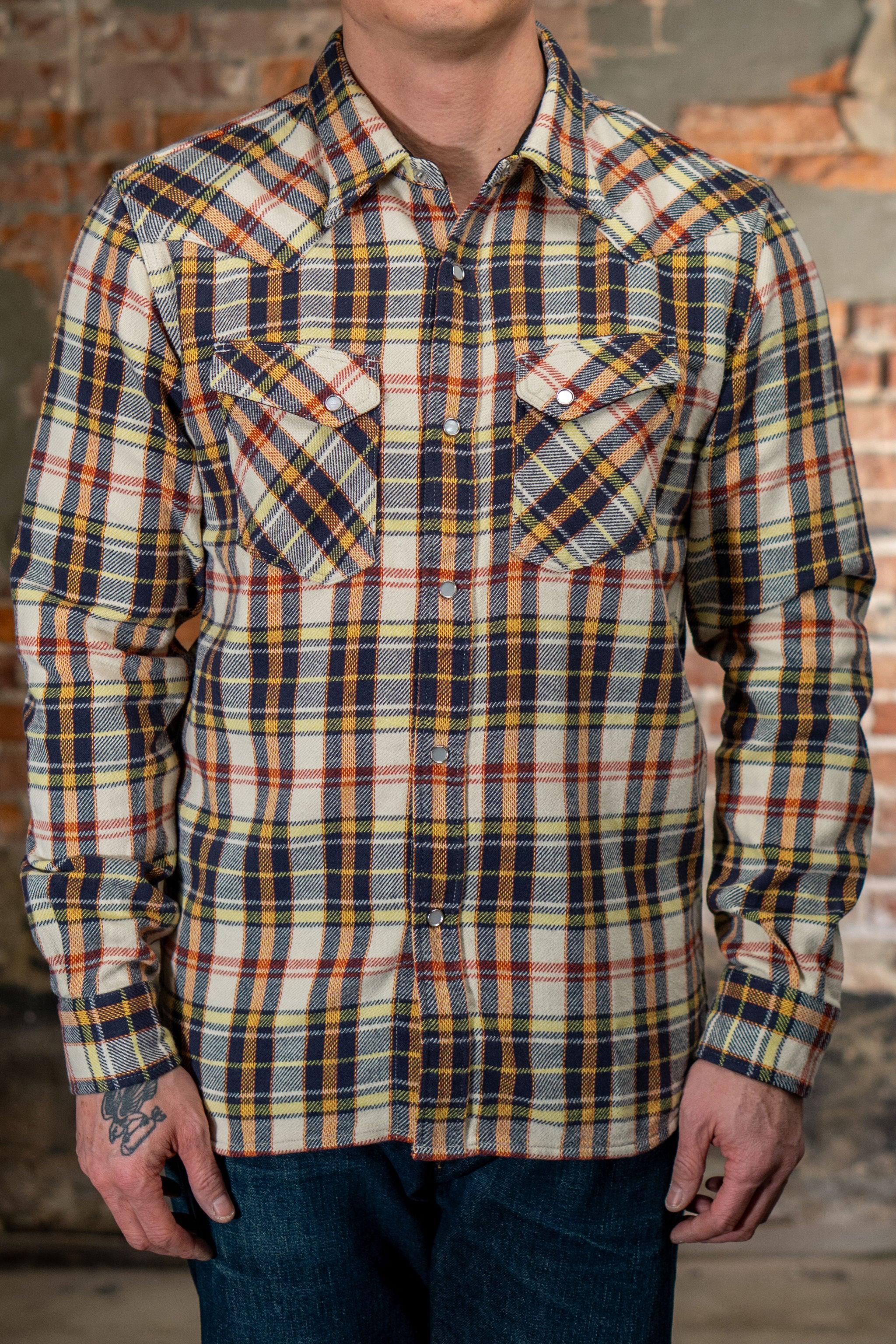 FN-SNW-014L Check Flannel Western Shirt - Ivory/Black