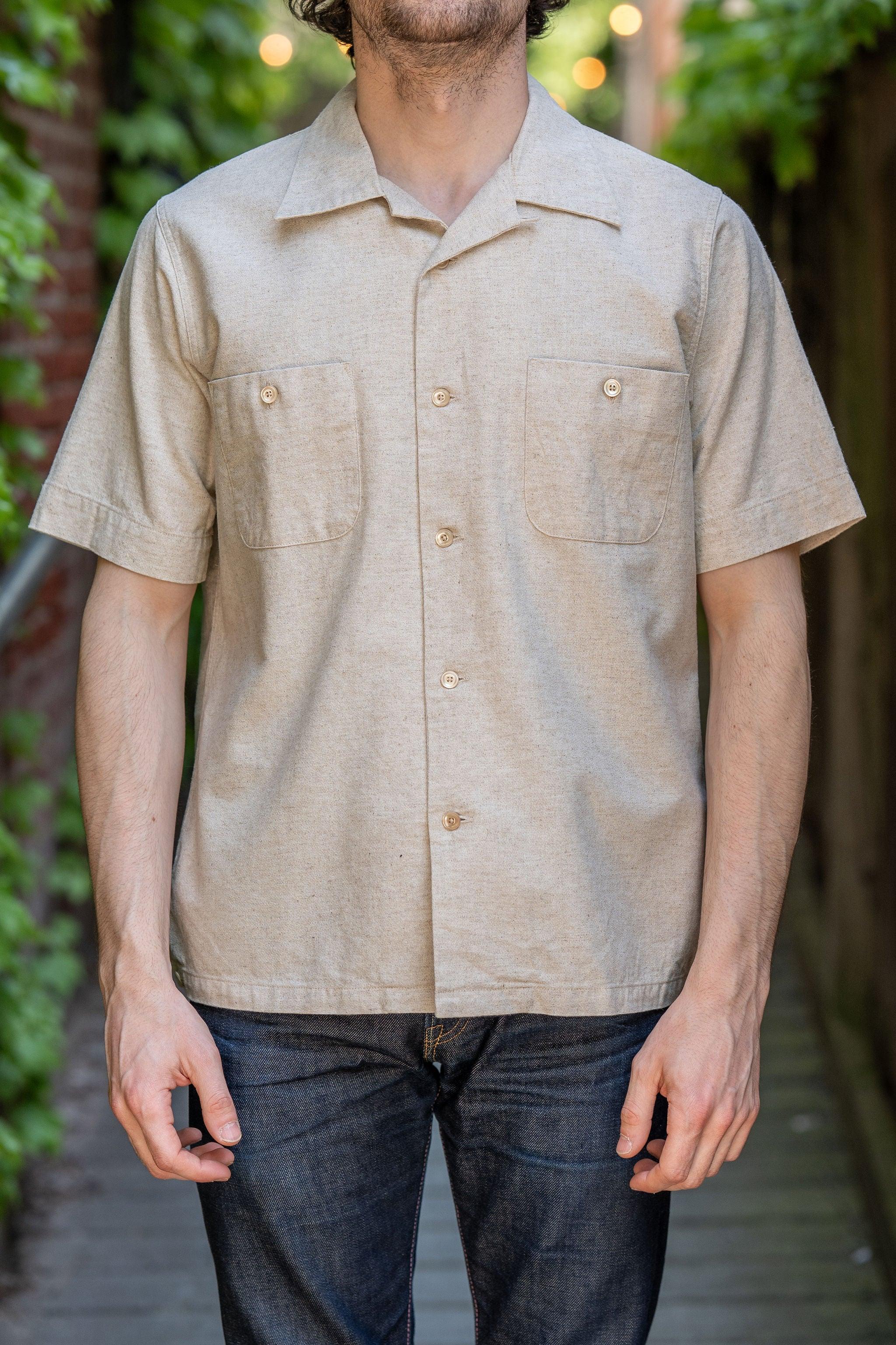 Open Necked Short Sleeve - Natural