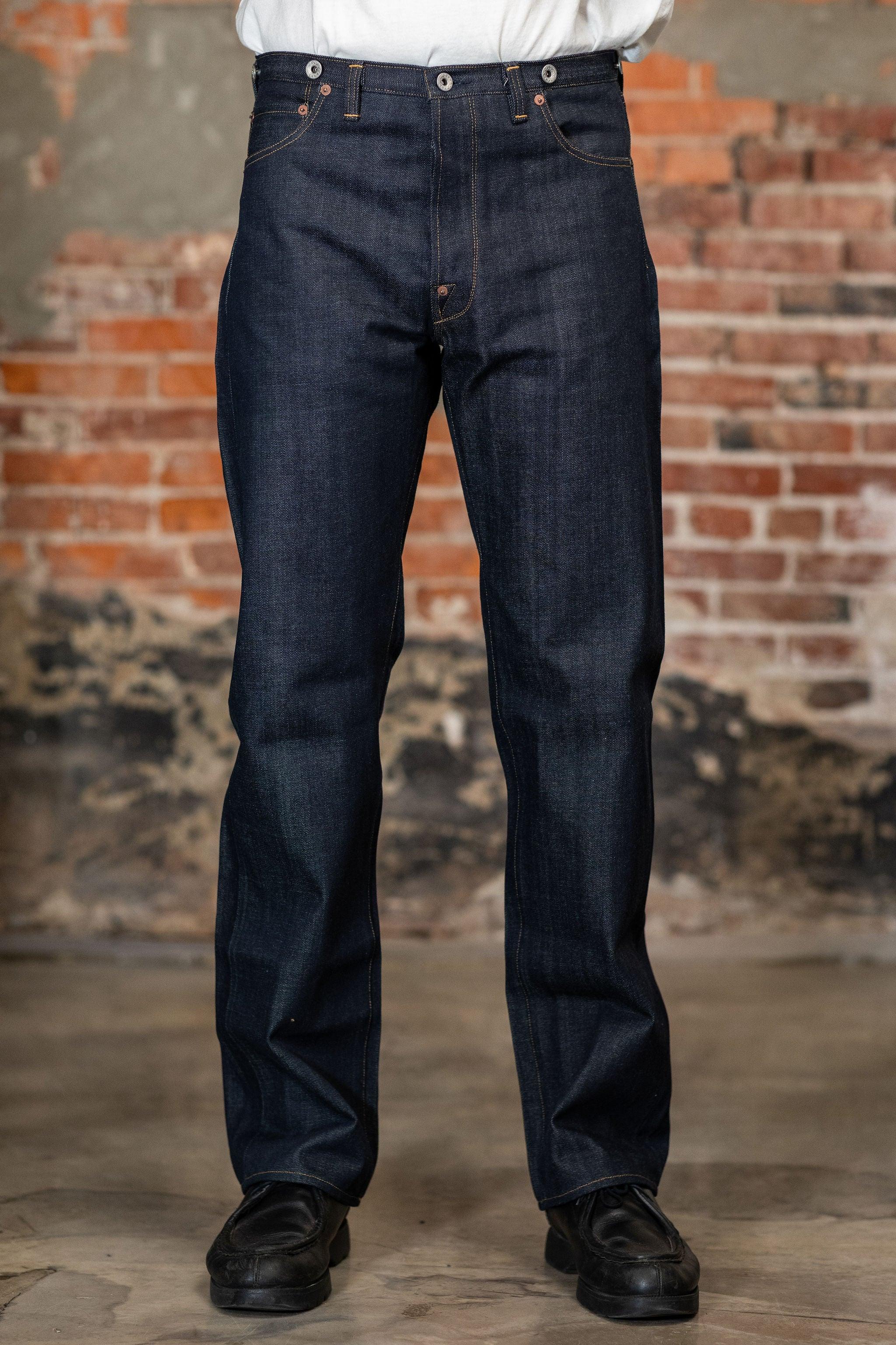 P35 IT165 Waist Overall Jeans Single Needle Production - 13oz Italian Selvedge Raw Organic Denim