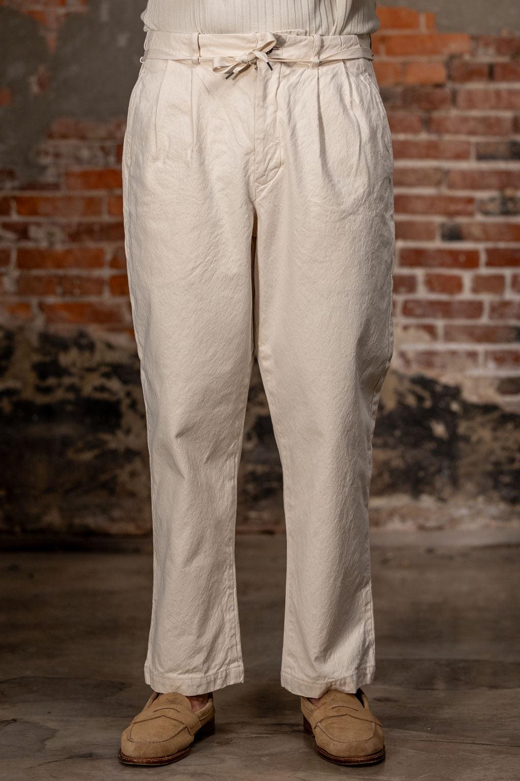 Canvas Tapered 2-Tuck Pants (Regular) - Natural