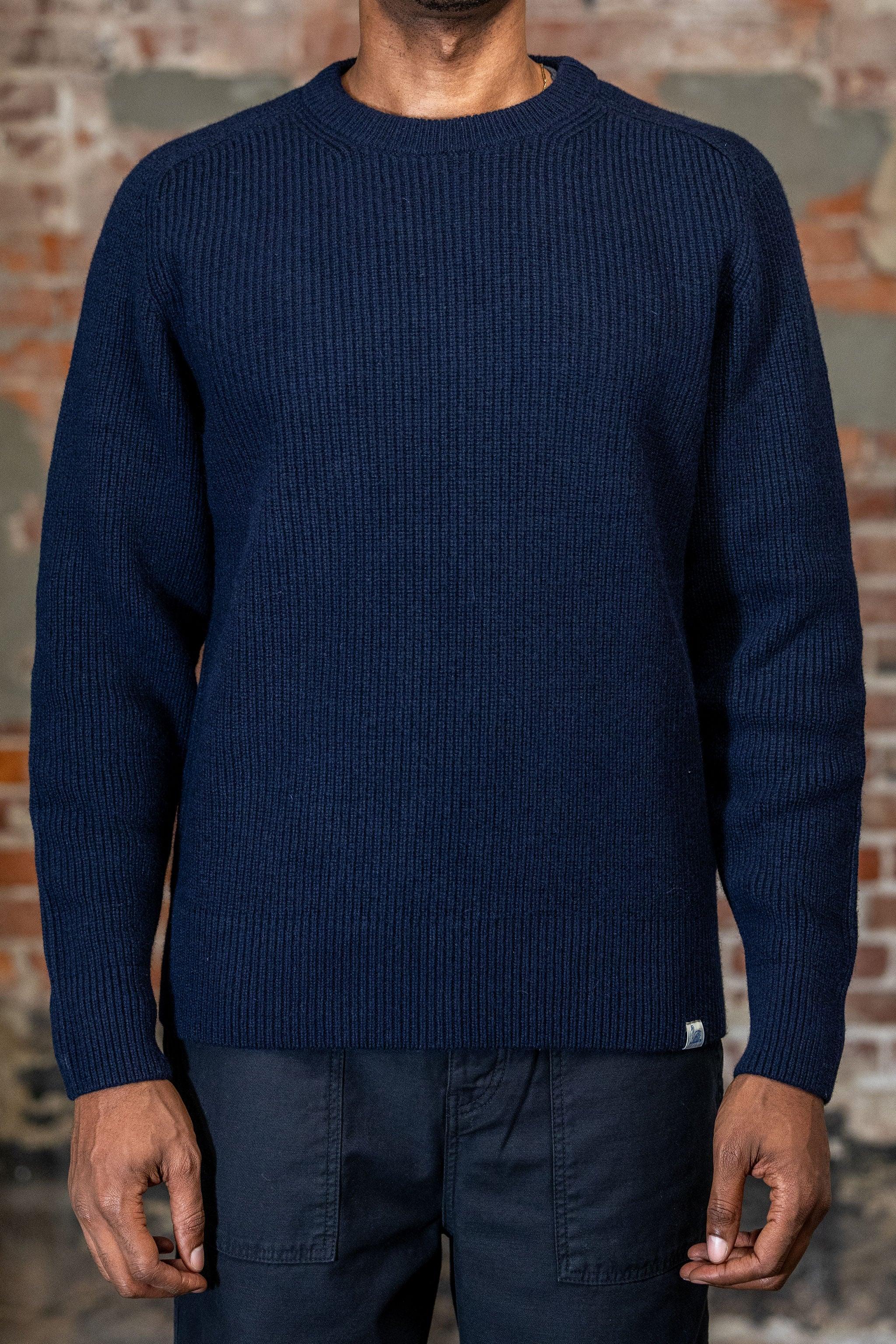 LOCC02 Sturdy Ribbed Merino-Wool Cashmere Sweater - Dark Navy