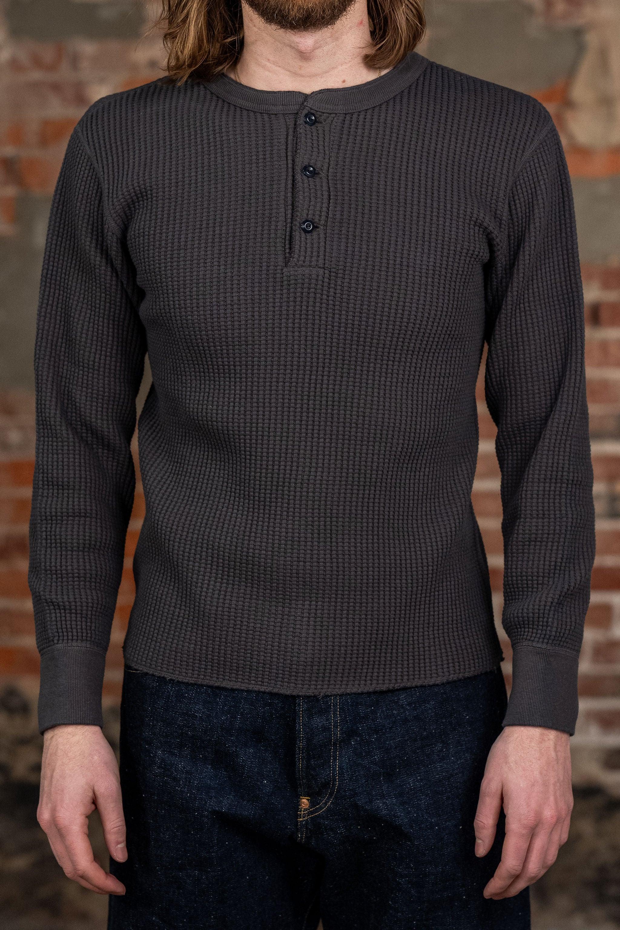 Big Waffle Henley - Steel Gray