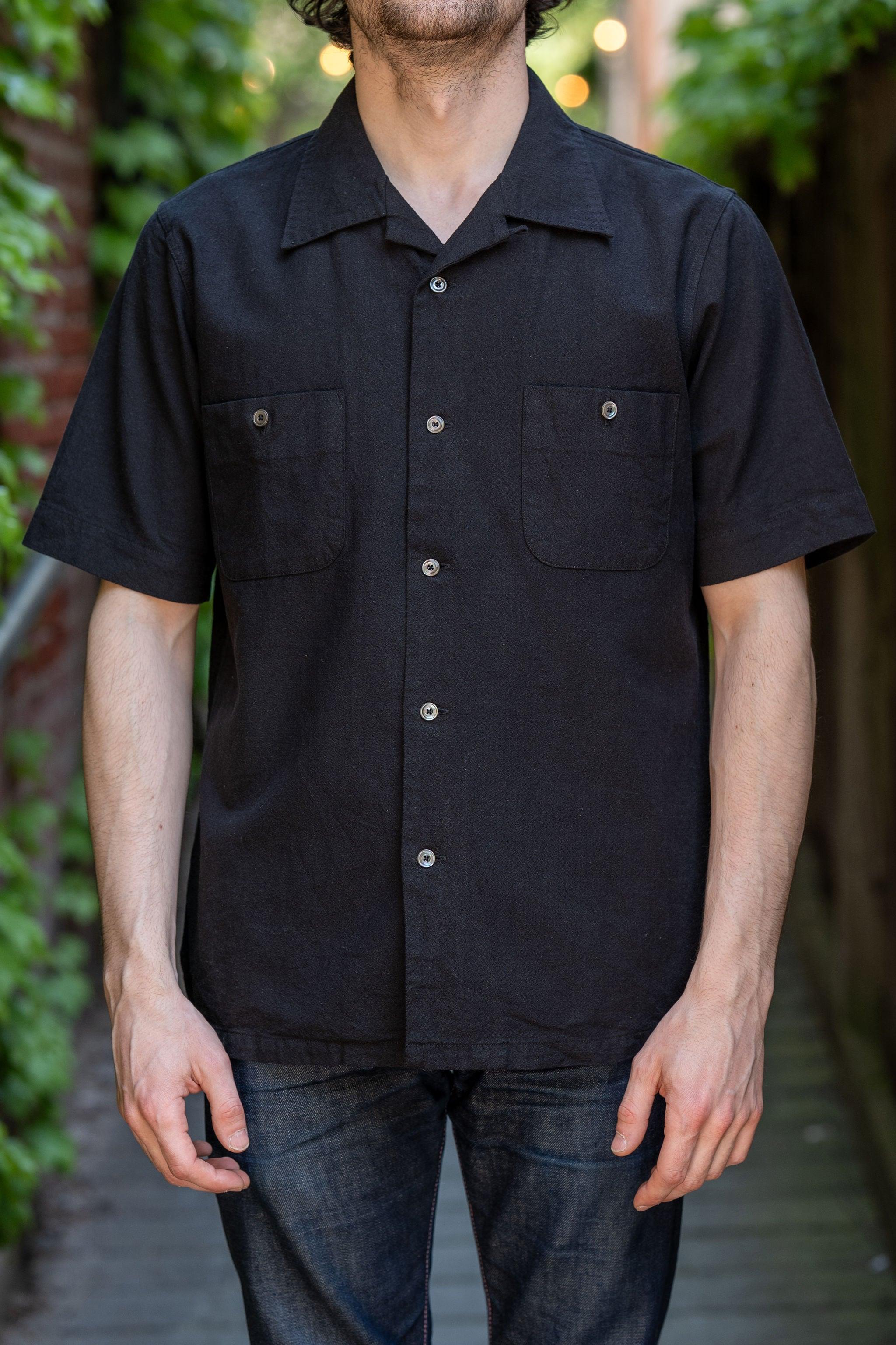 Open Necked Short Sleeve - Black