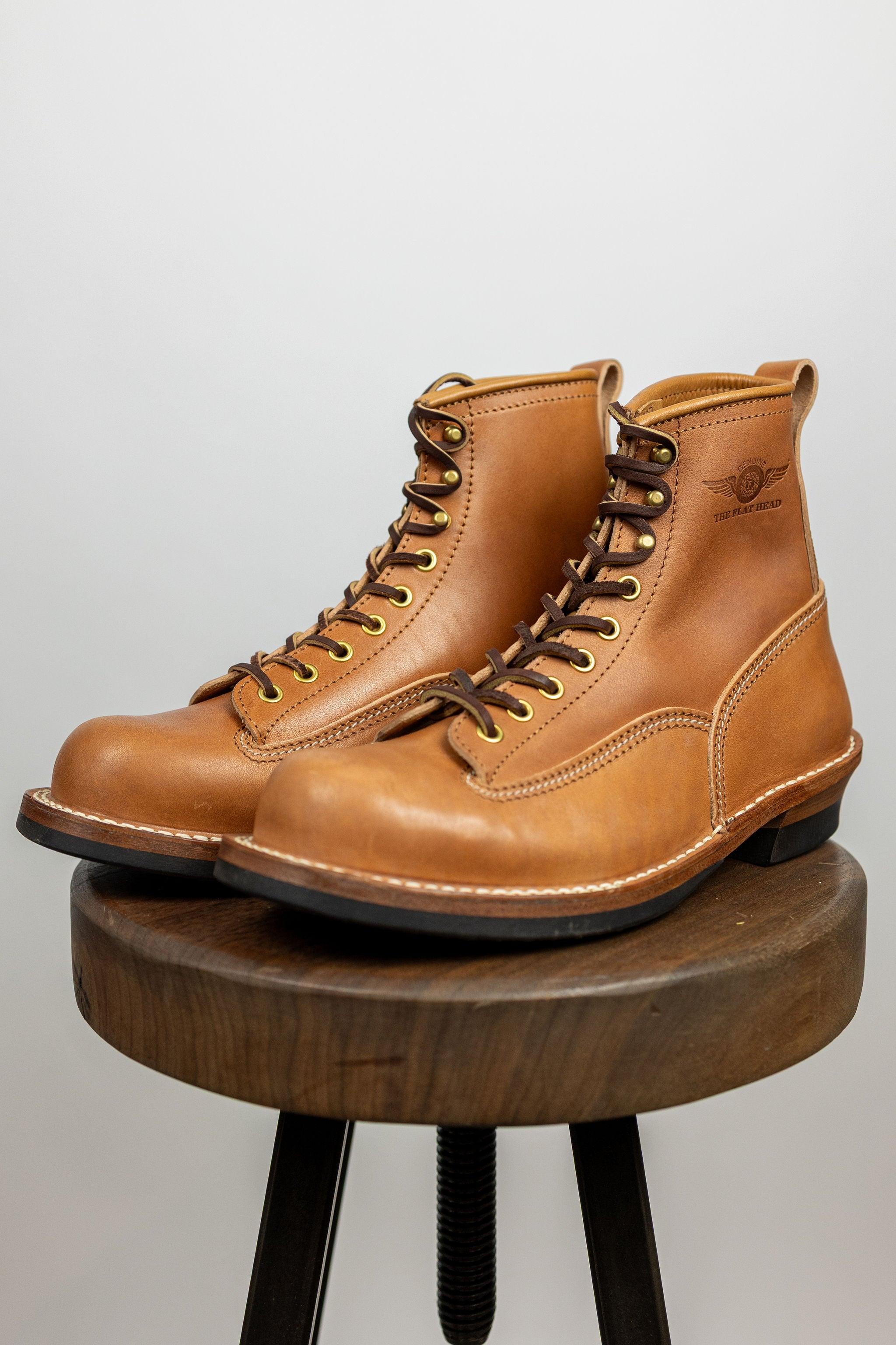 FN-FB-004 Horsehide Logger Boots - Beige