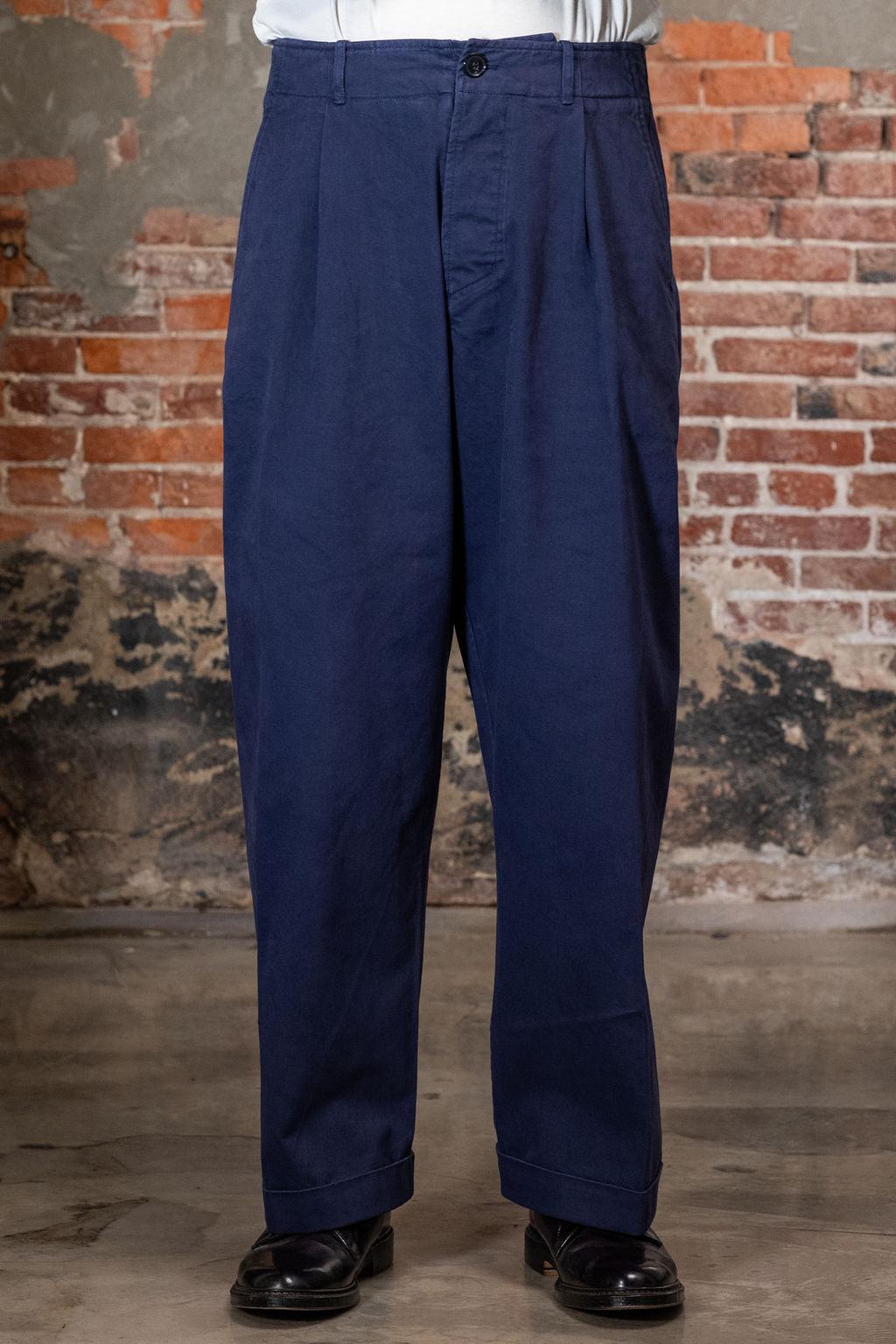 Bobby Wide Pleated Trousers - Marine