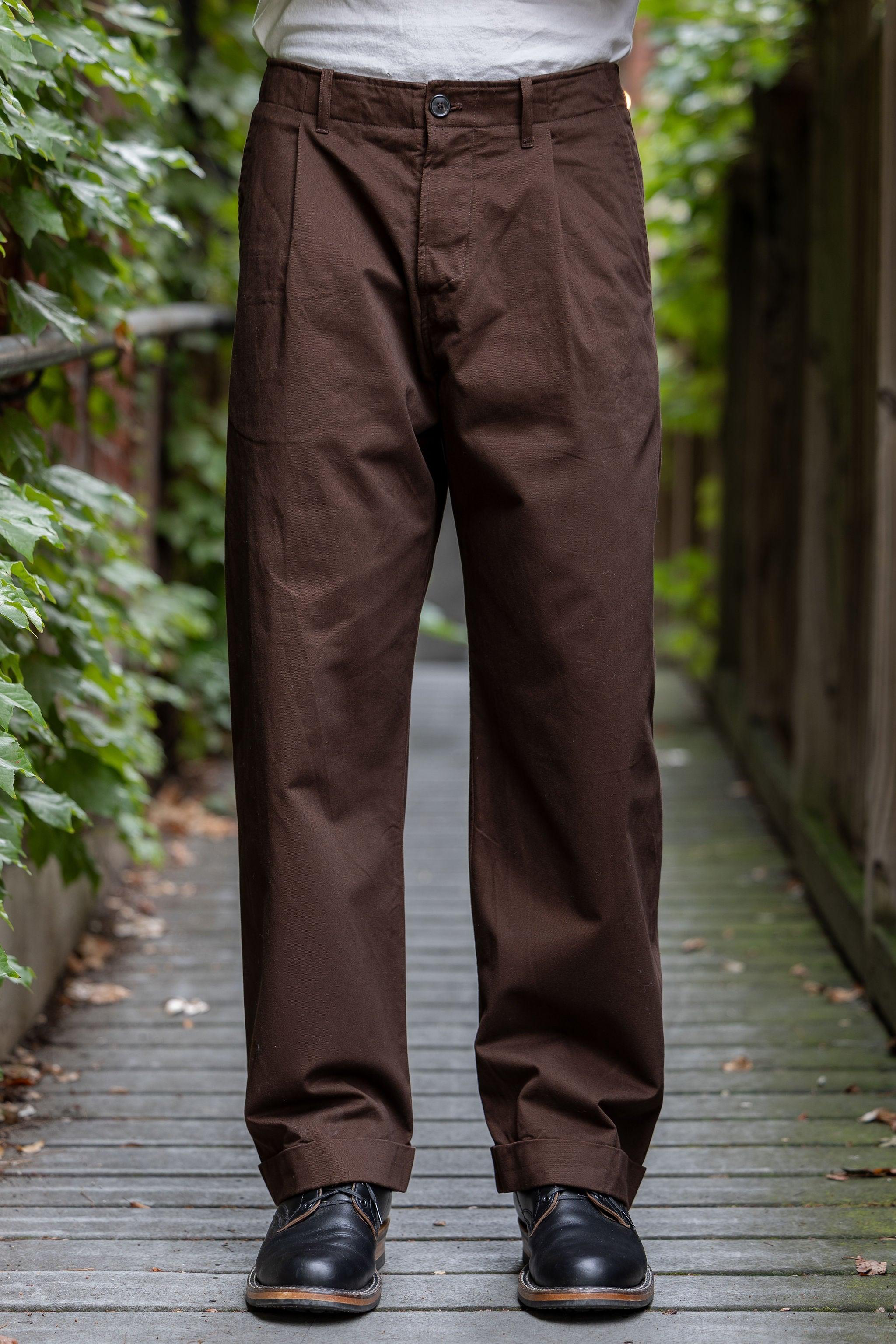 Bobby Wide Pleated Trousers - Chestnut