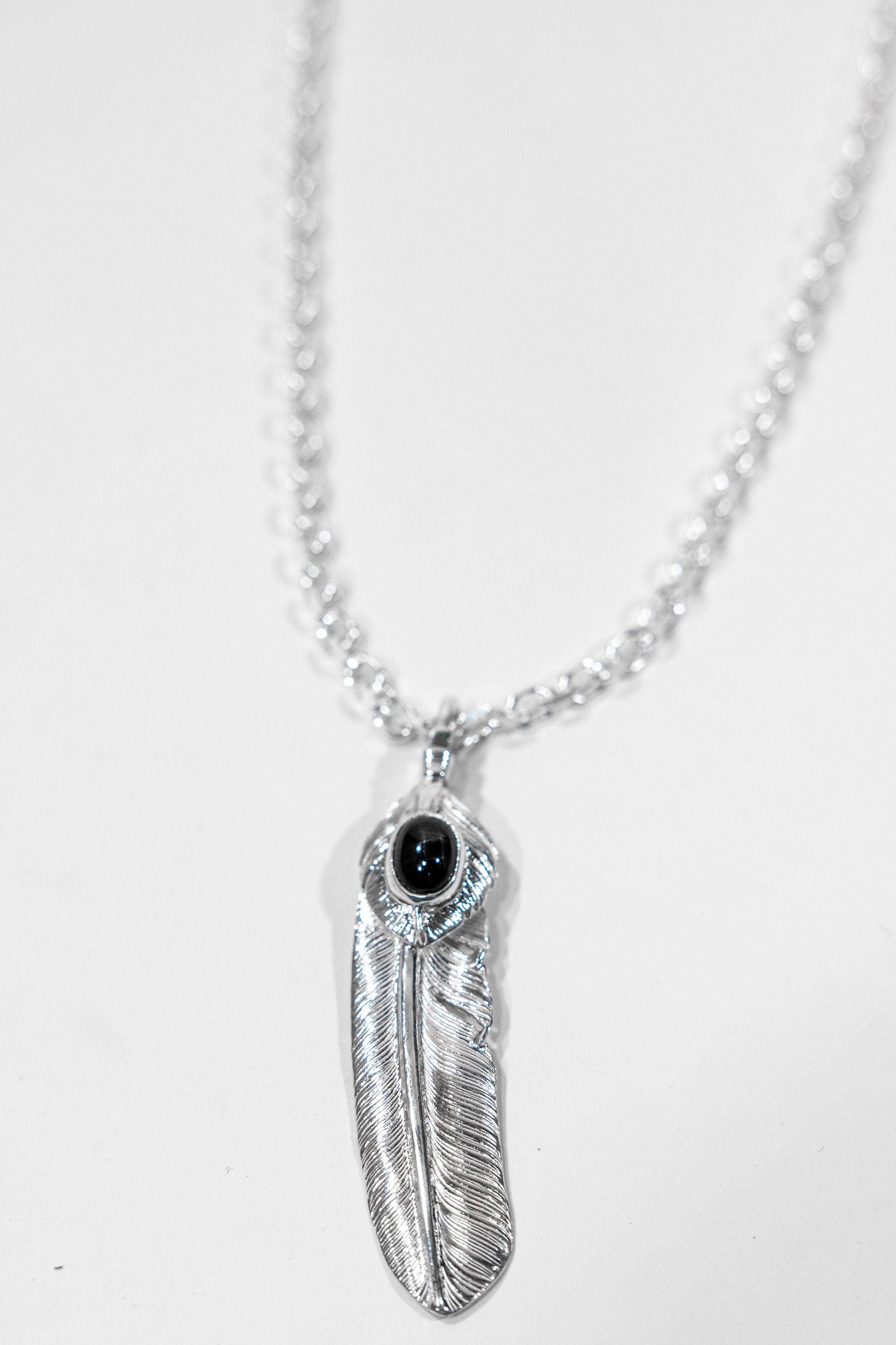 Necklace Set - P-359R Heart-feather Blackstar Pendant and O-063 60cm Chain