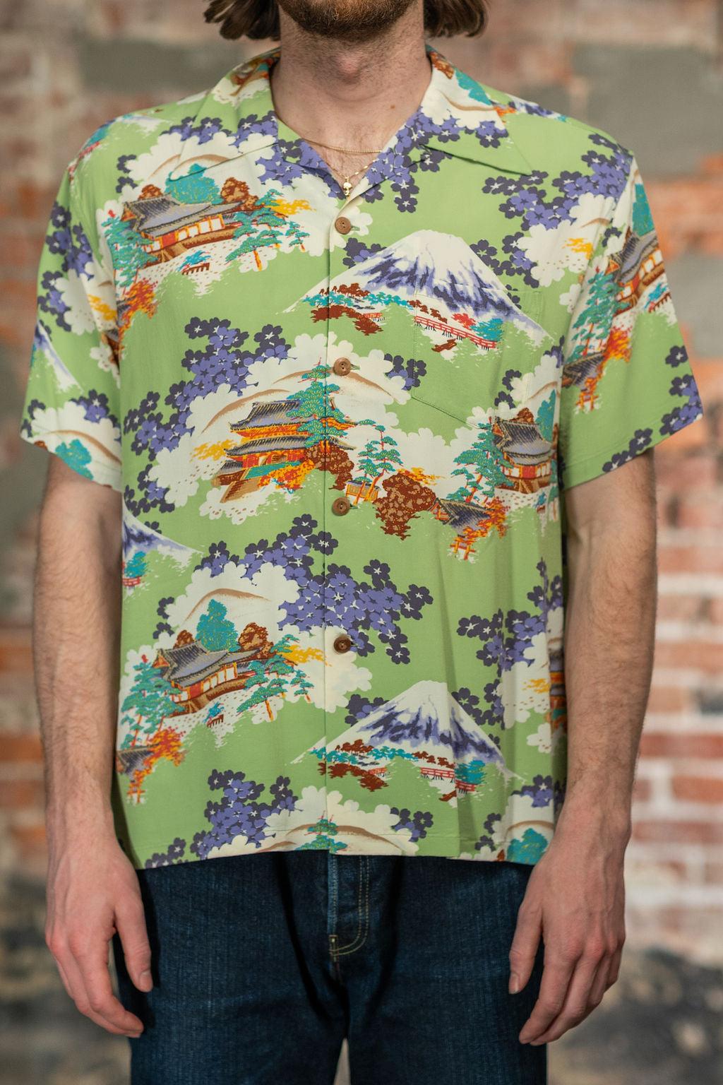Rayon Hawaiian Shirt “Ancient Capital” - Green