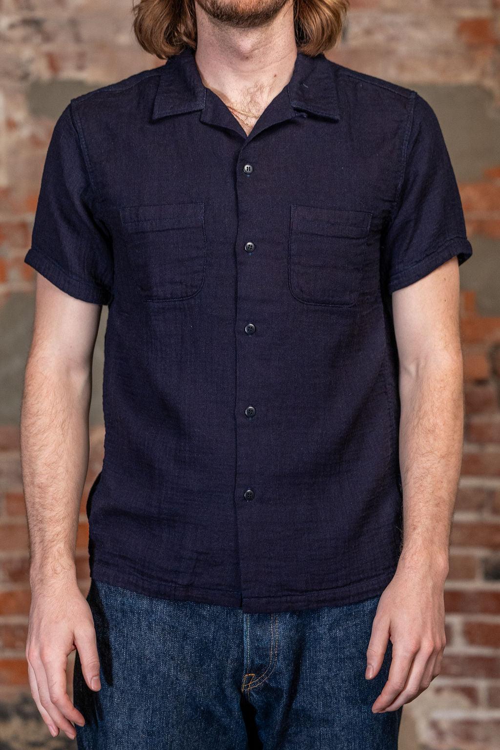 Herringbone Double Gauze Short Sleeve Shirt - Indigo