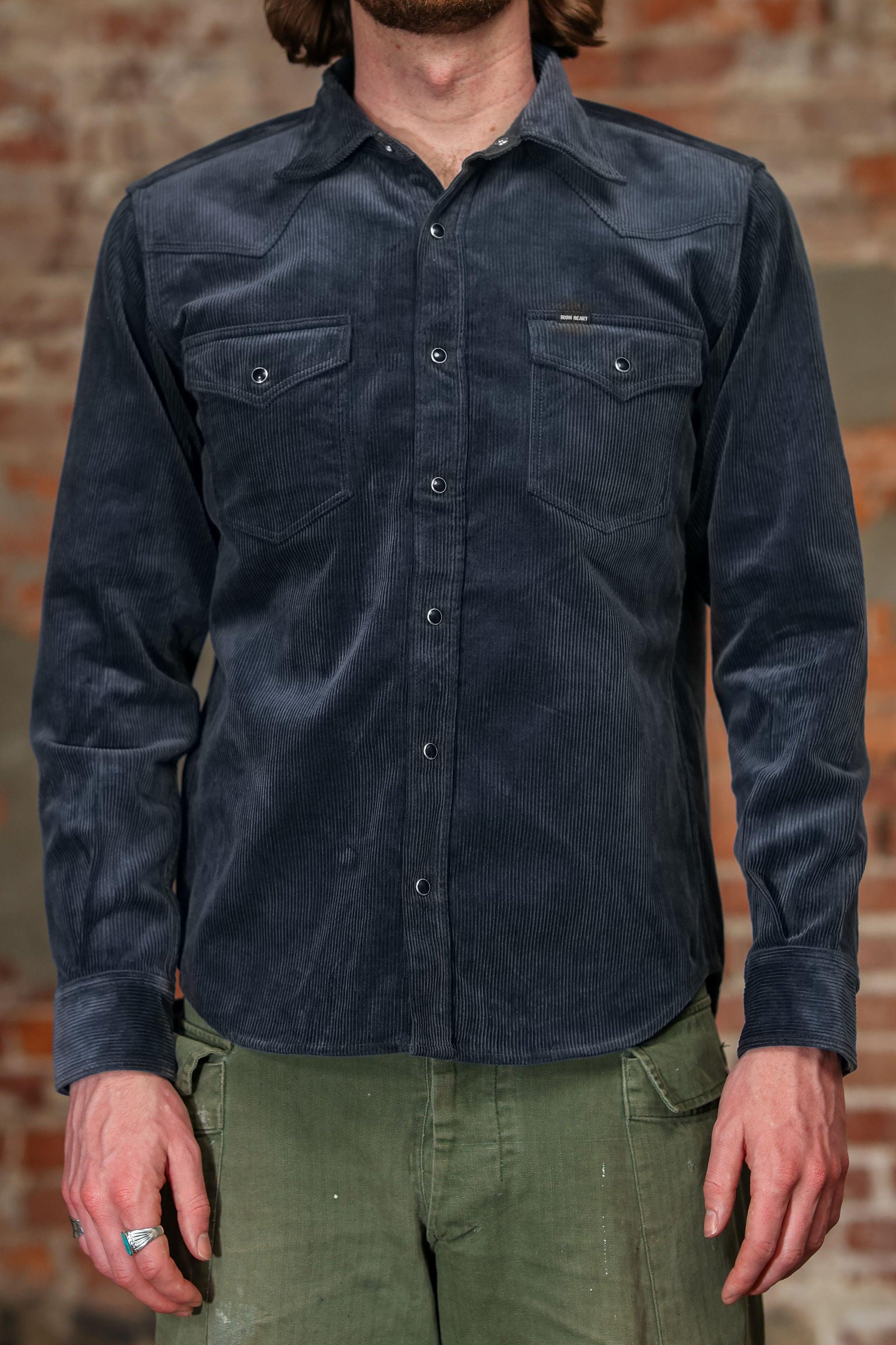 IHSH-398-NAV 11oz Corduroy Western Shirt - Navy