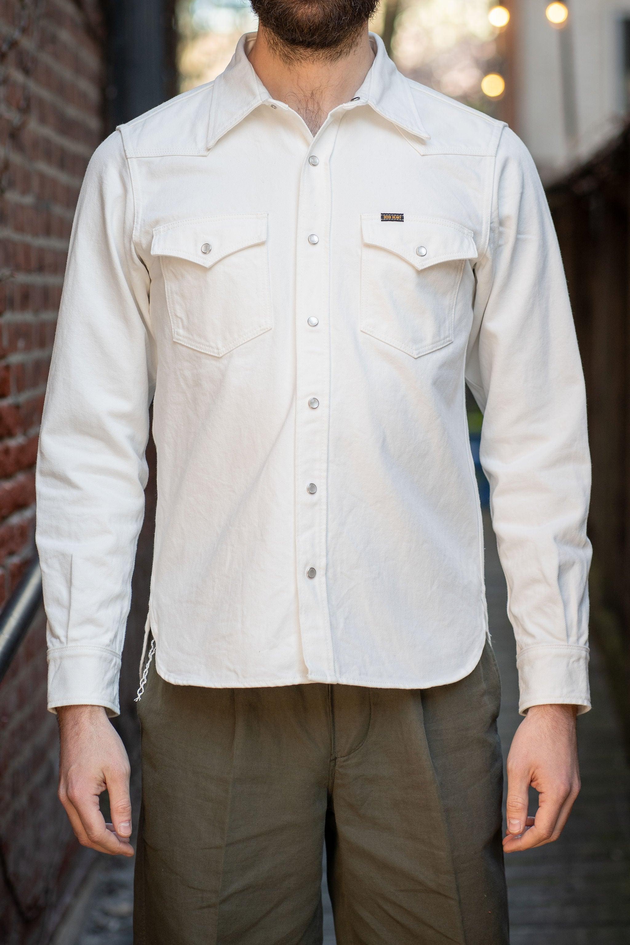 IHSH-384-WHT 13.5oz Cotton Twill Western Shirt - White