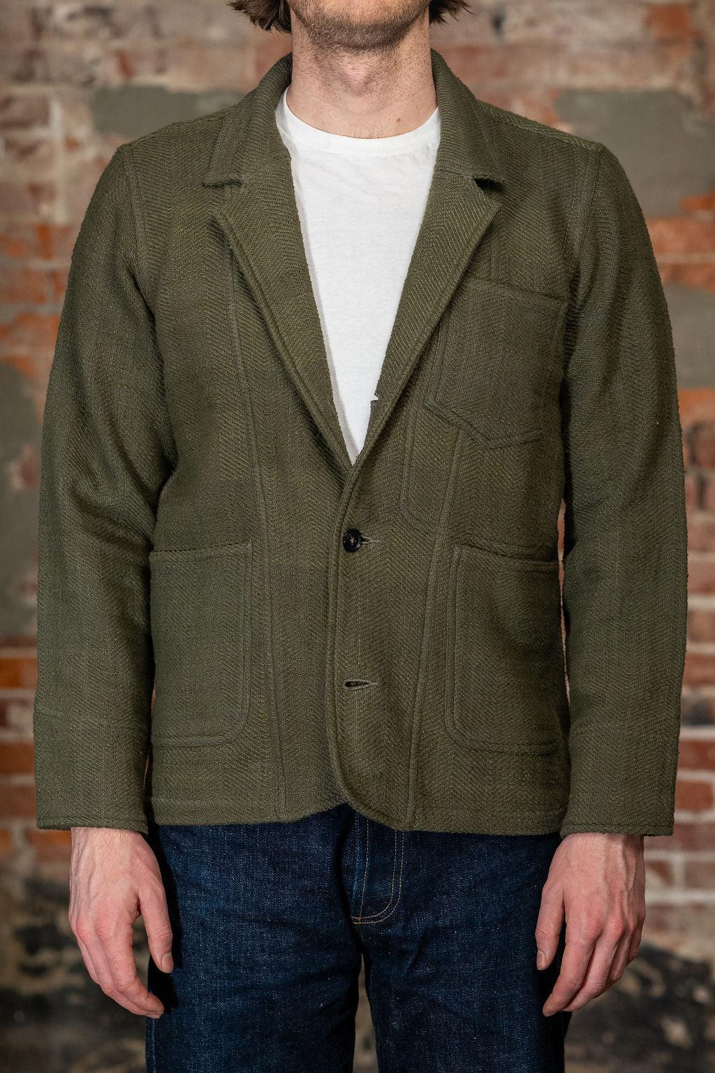 Study Jacket - Forest Green/Smoke Handspun Herringbone