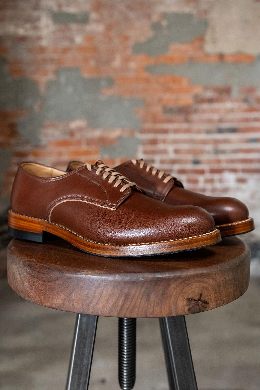 John Lofgren USN Low Quarter Shoes - French Calfskin Russet Brown