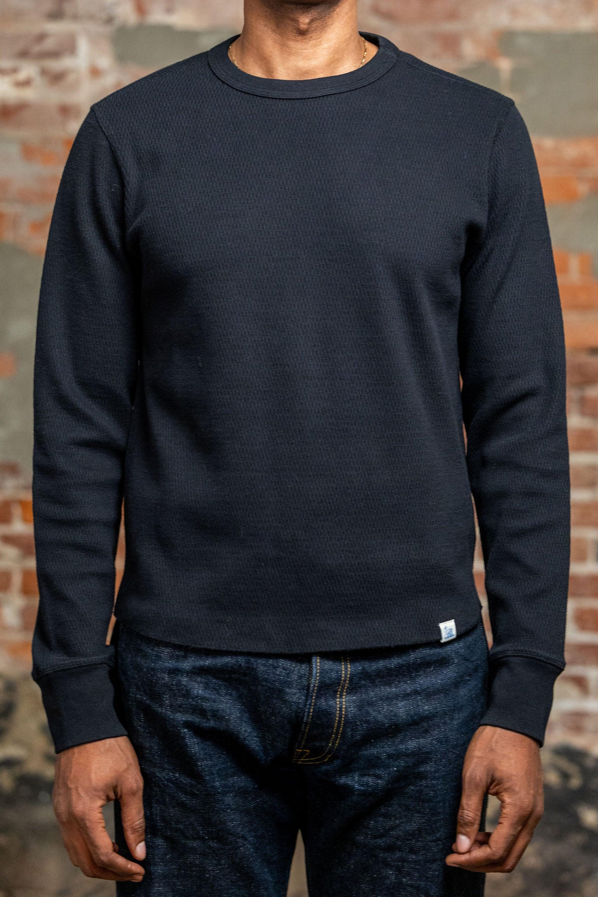 EASYKNIT01 Lightweight Waffle Knit Sweater - Dark Navy