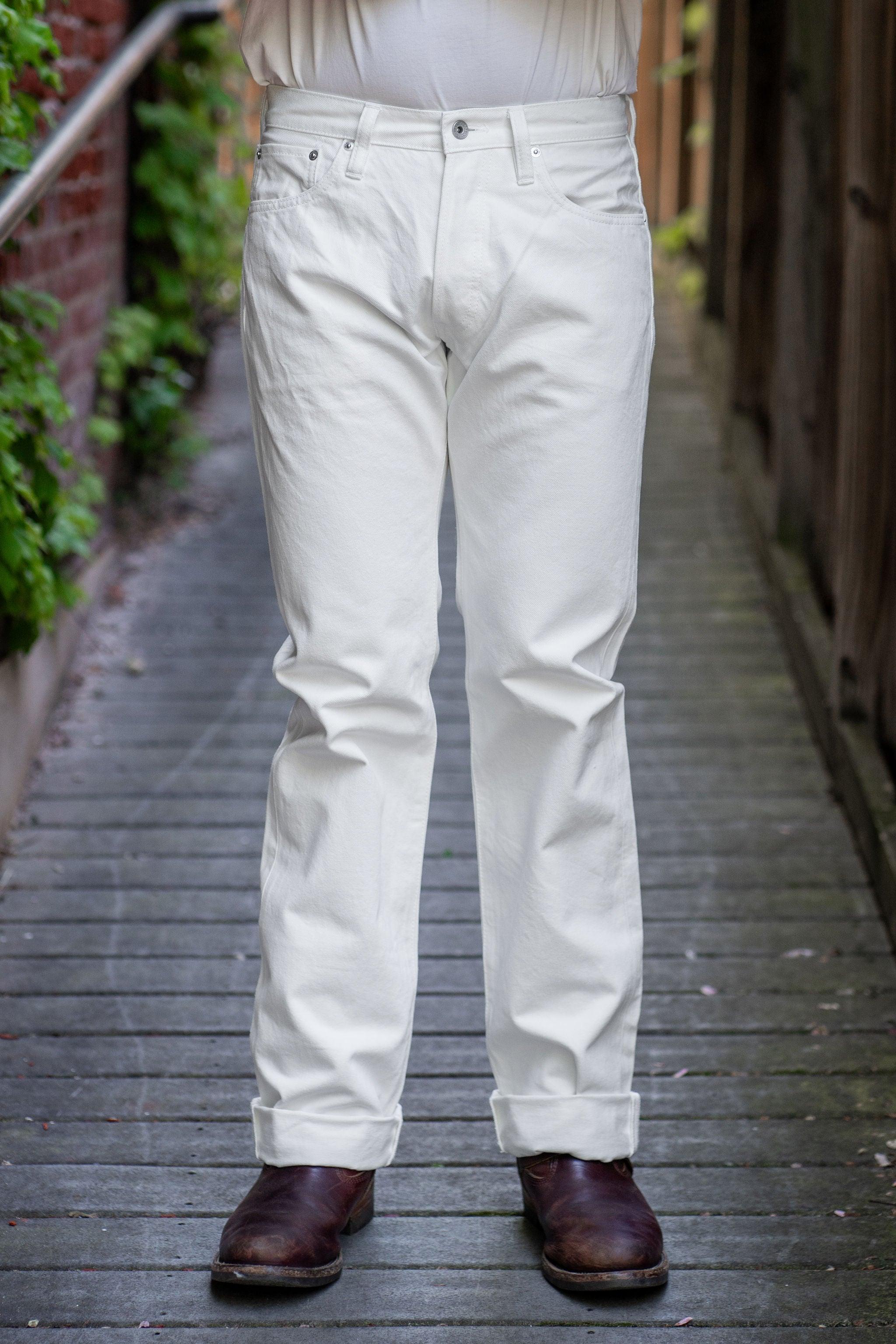 IH-634-WT 13.5oz Denim Straight Cut Jeans - White