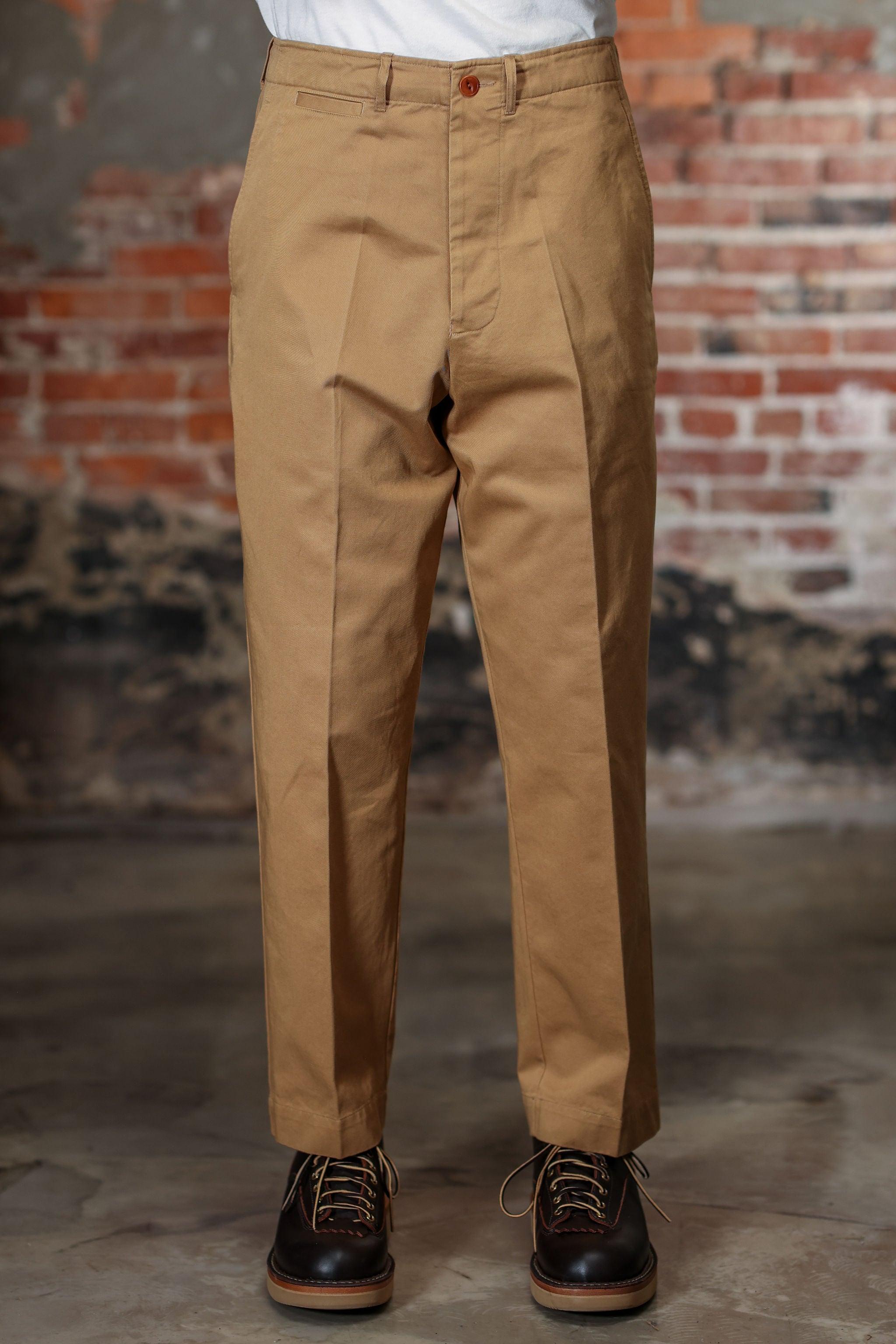CHINO01 1920s Cotton Twill Worker Chino - Khaki