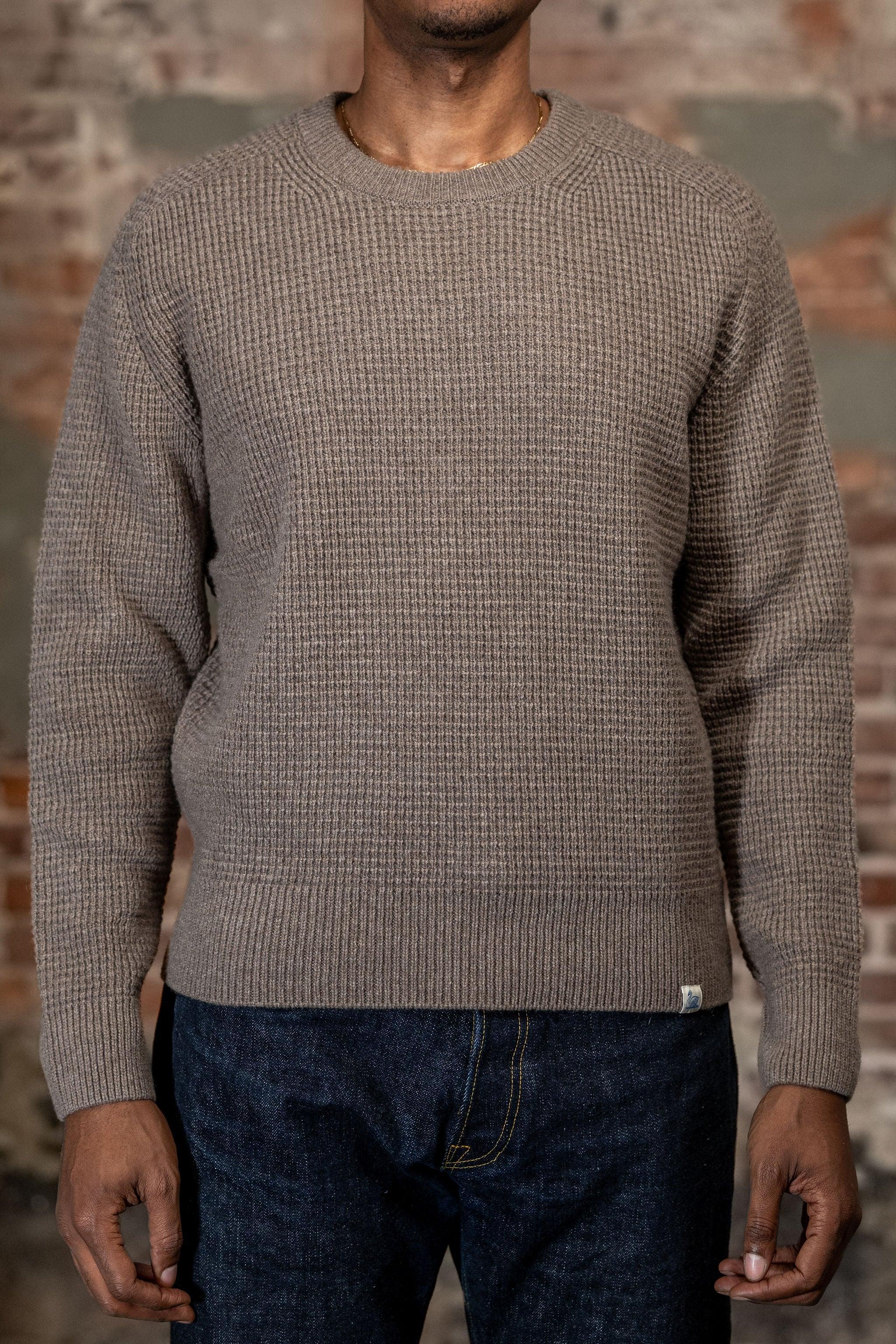 BLADE02 Merino Wool-Cashmere Waffle Structured Pullover - Grain