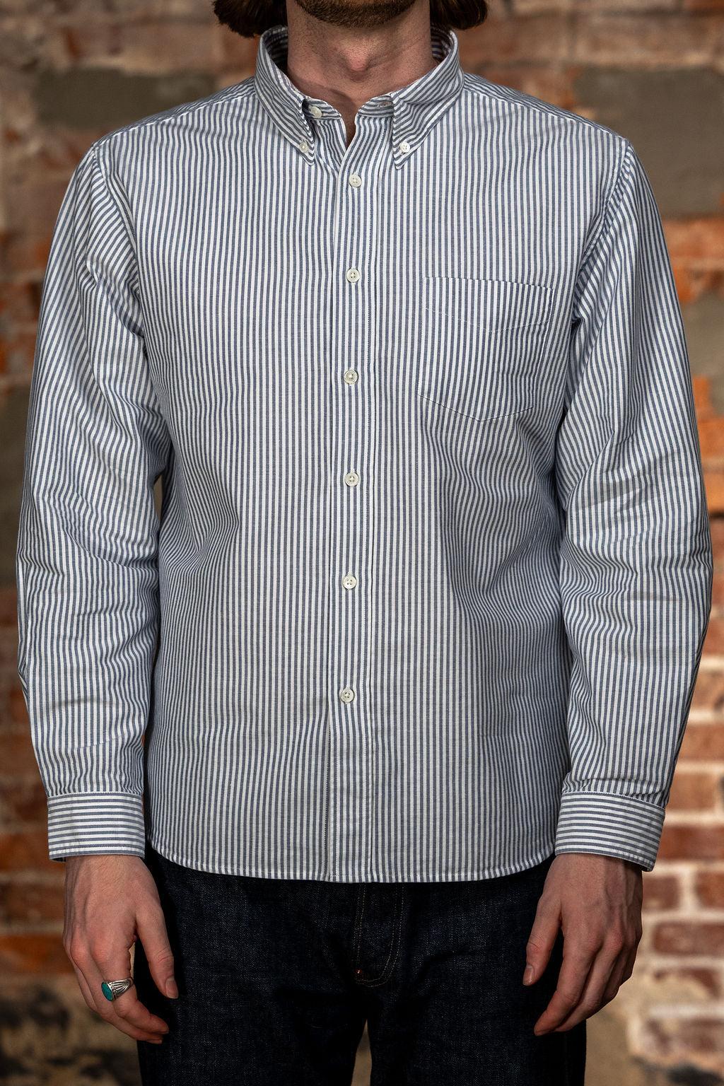 "Beefy" Cotton Oxford - Navy Stripe