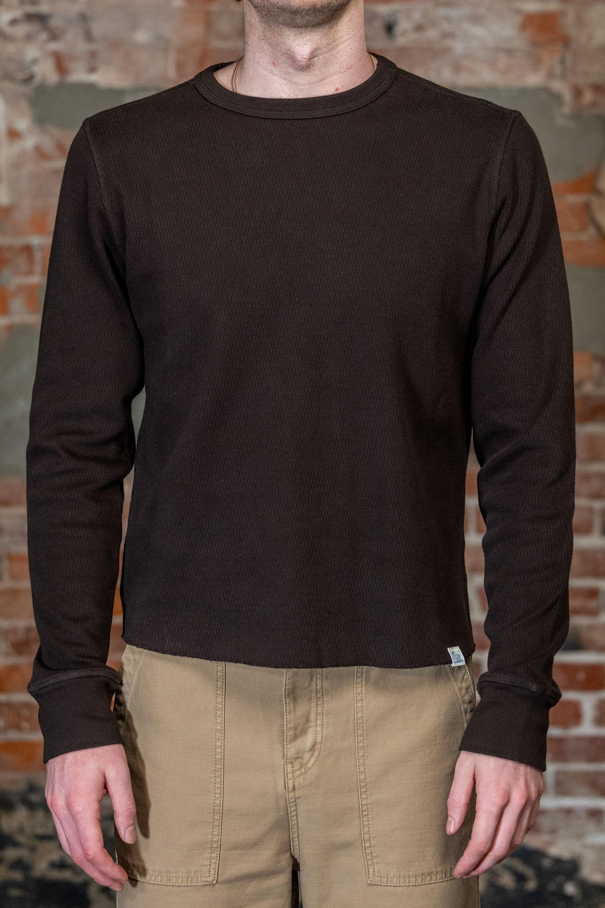 THERMAL01 Diamond-Patterned Cotton Thermal Longsleeve - Espresso