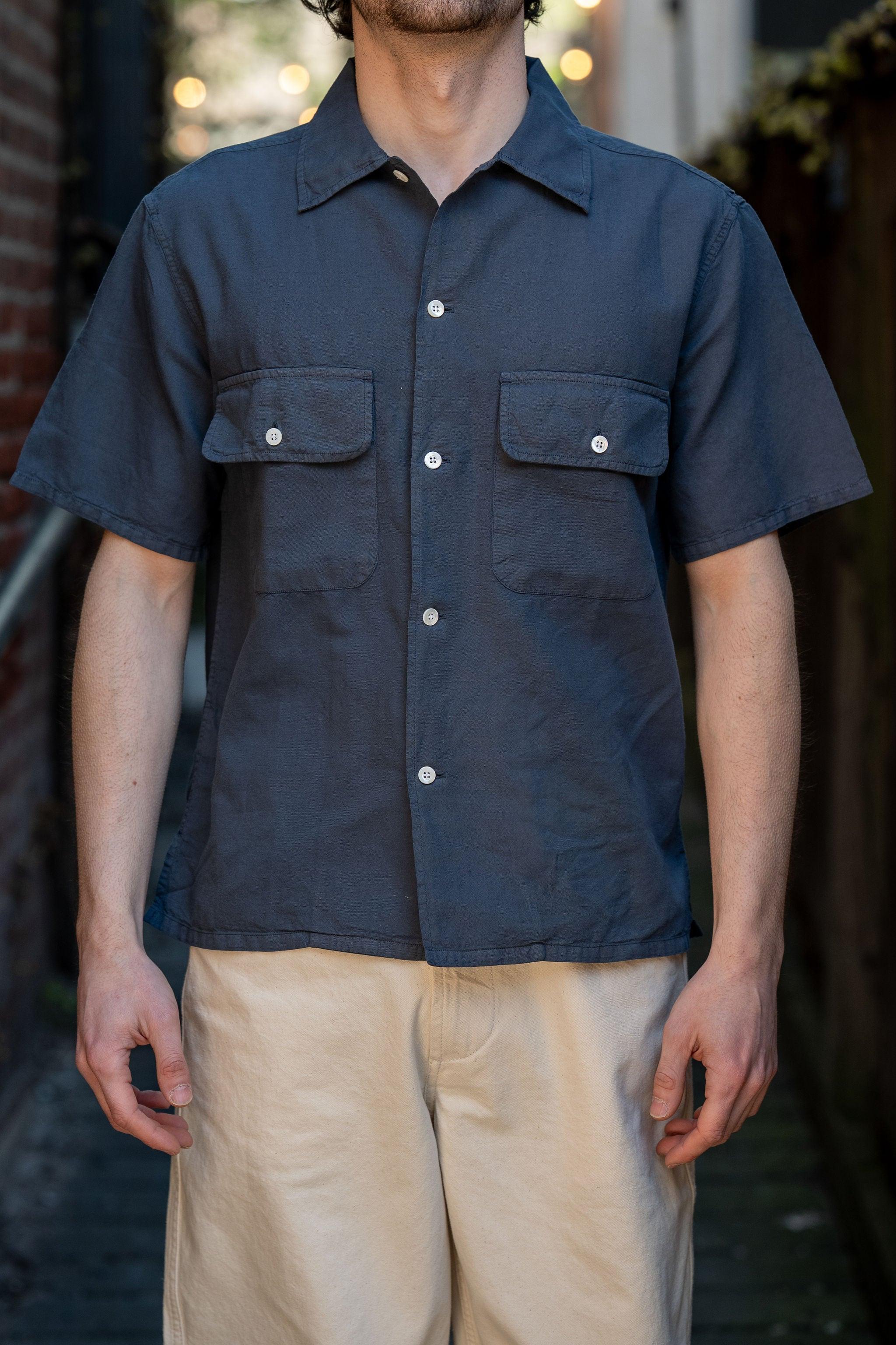 Mar Cotton & Linen Shirt - Navy