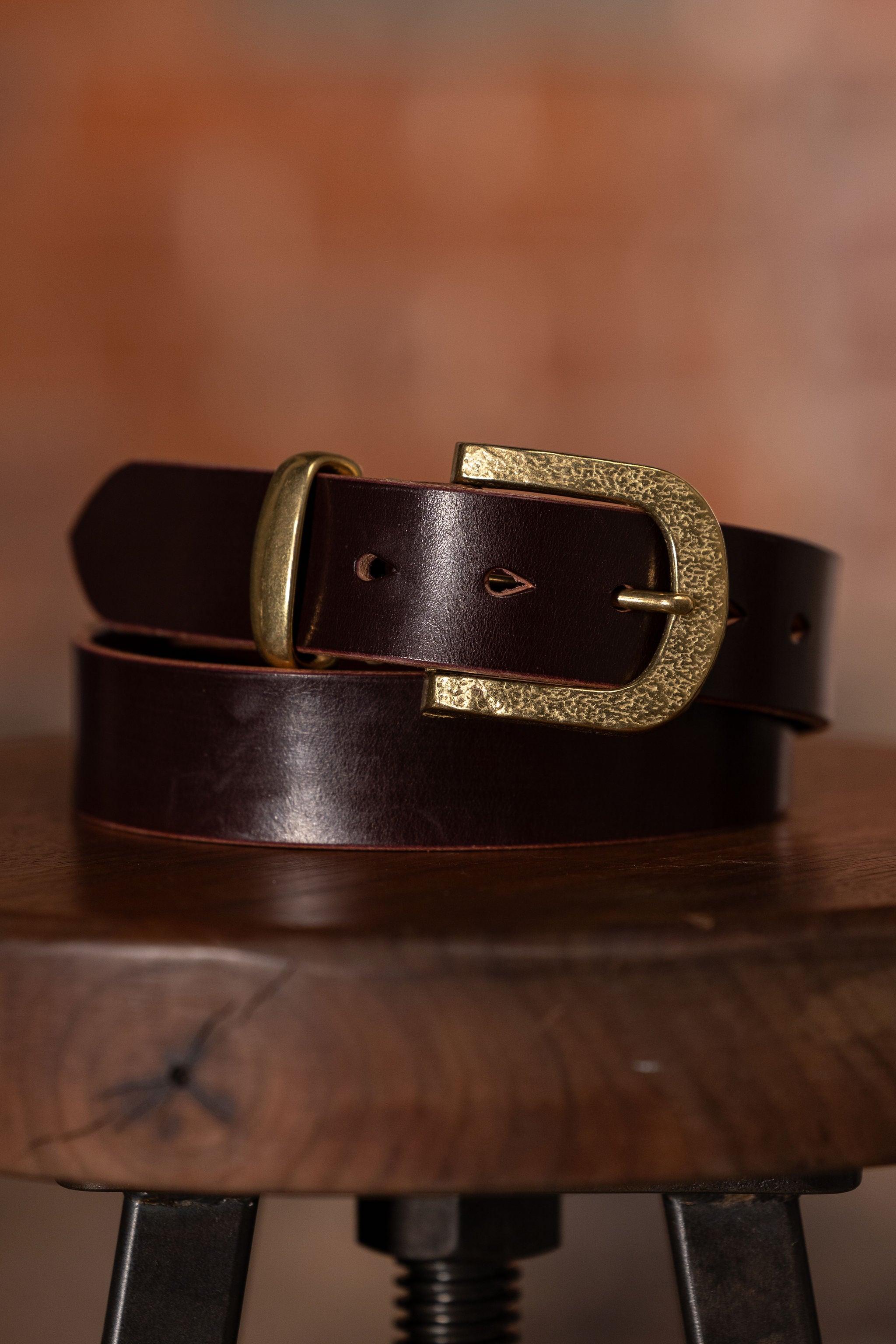 Trail Belt - Dark Brown English Bridle Brass Buckle