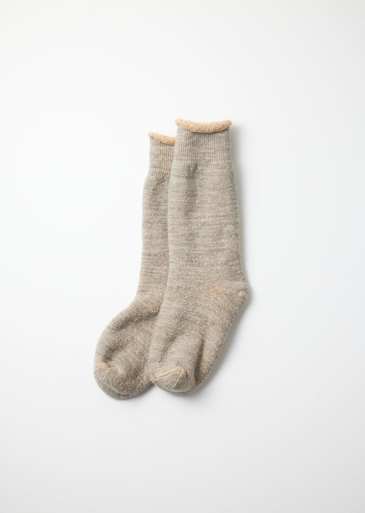 ROTOTO R1001-BR Double Faced Crew Socks - Gray/Brown
