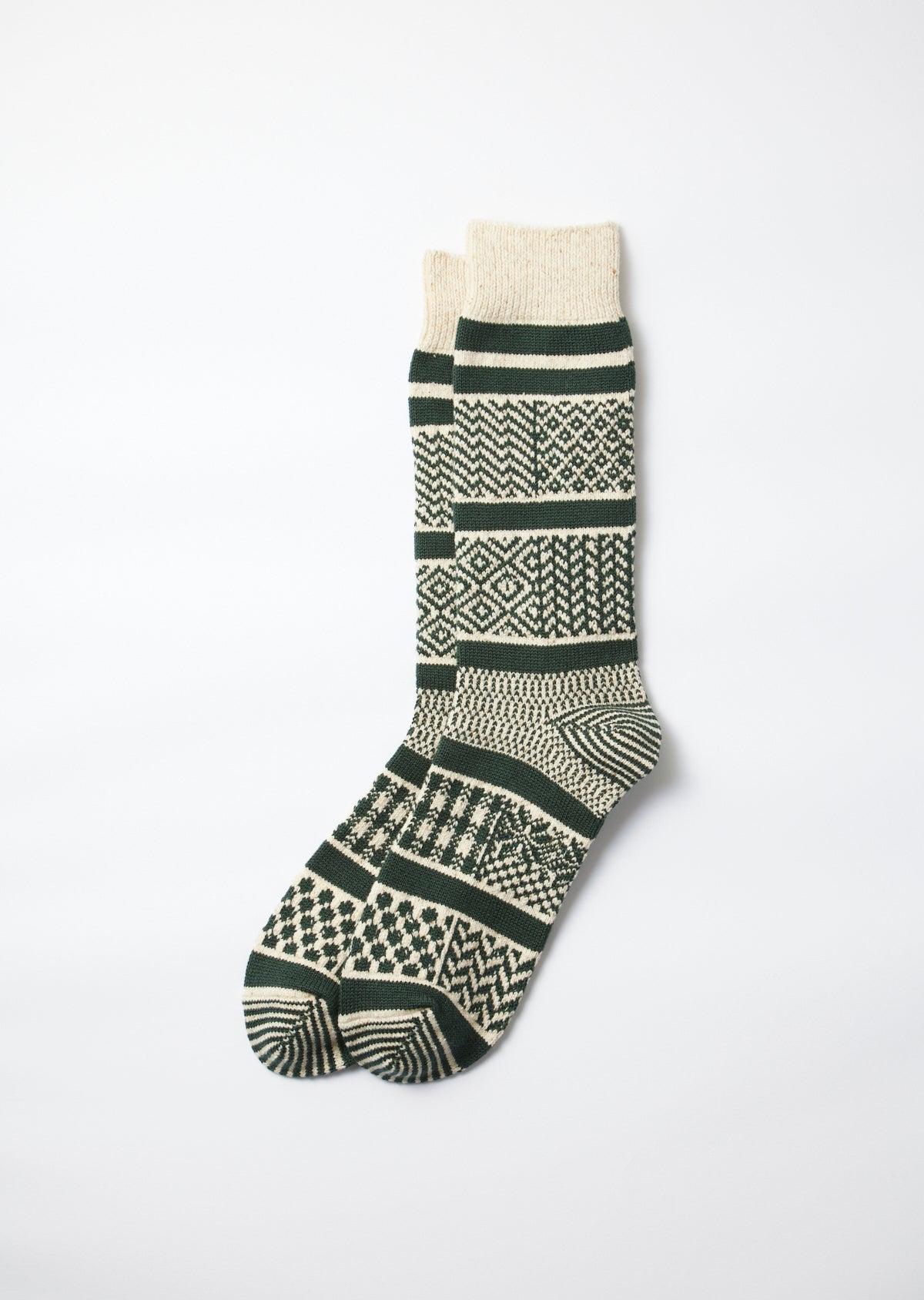 R1337 Multi Jacquard - Ivory Dark Green